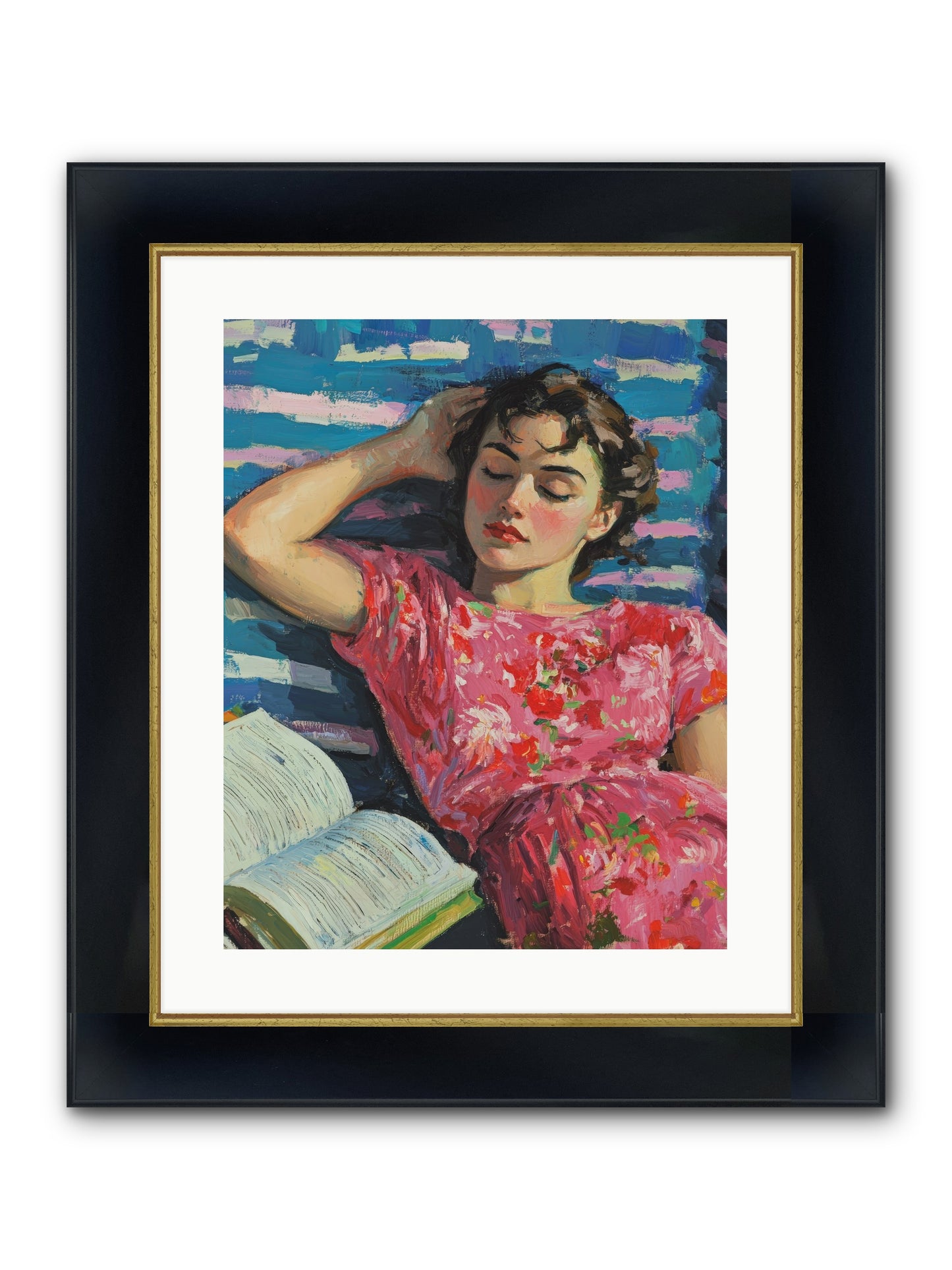 Pink Pages Framed Print - Wide Black w/Gold 16x20