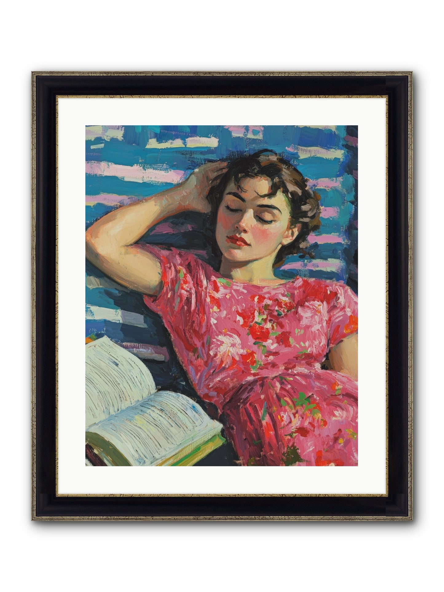 Pink Pages Framed Print - Black & Gold 20x25