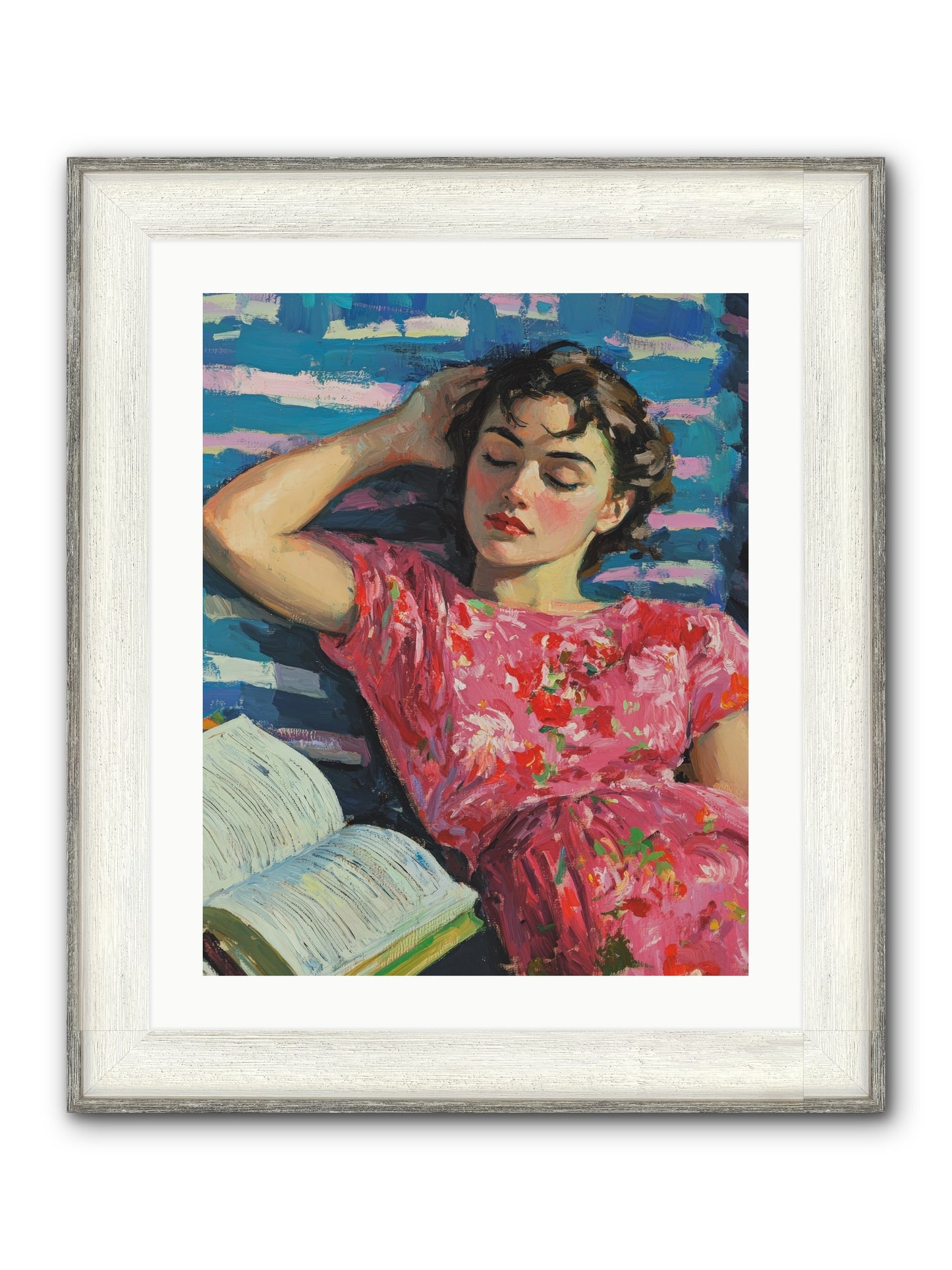Pink Pages Framed Print - Driftwood White 20x25