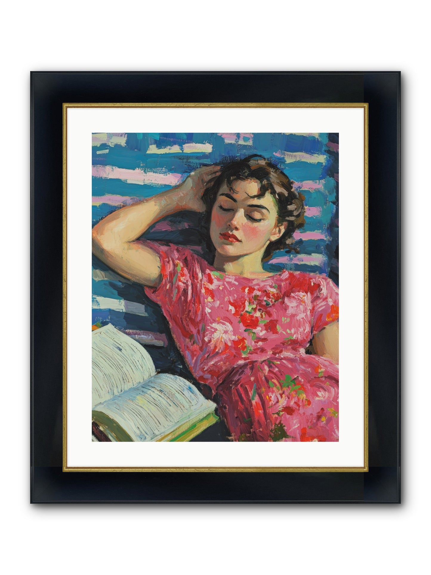 Pink Pages Framed Print - Wide Black w/Gold 20x25