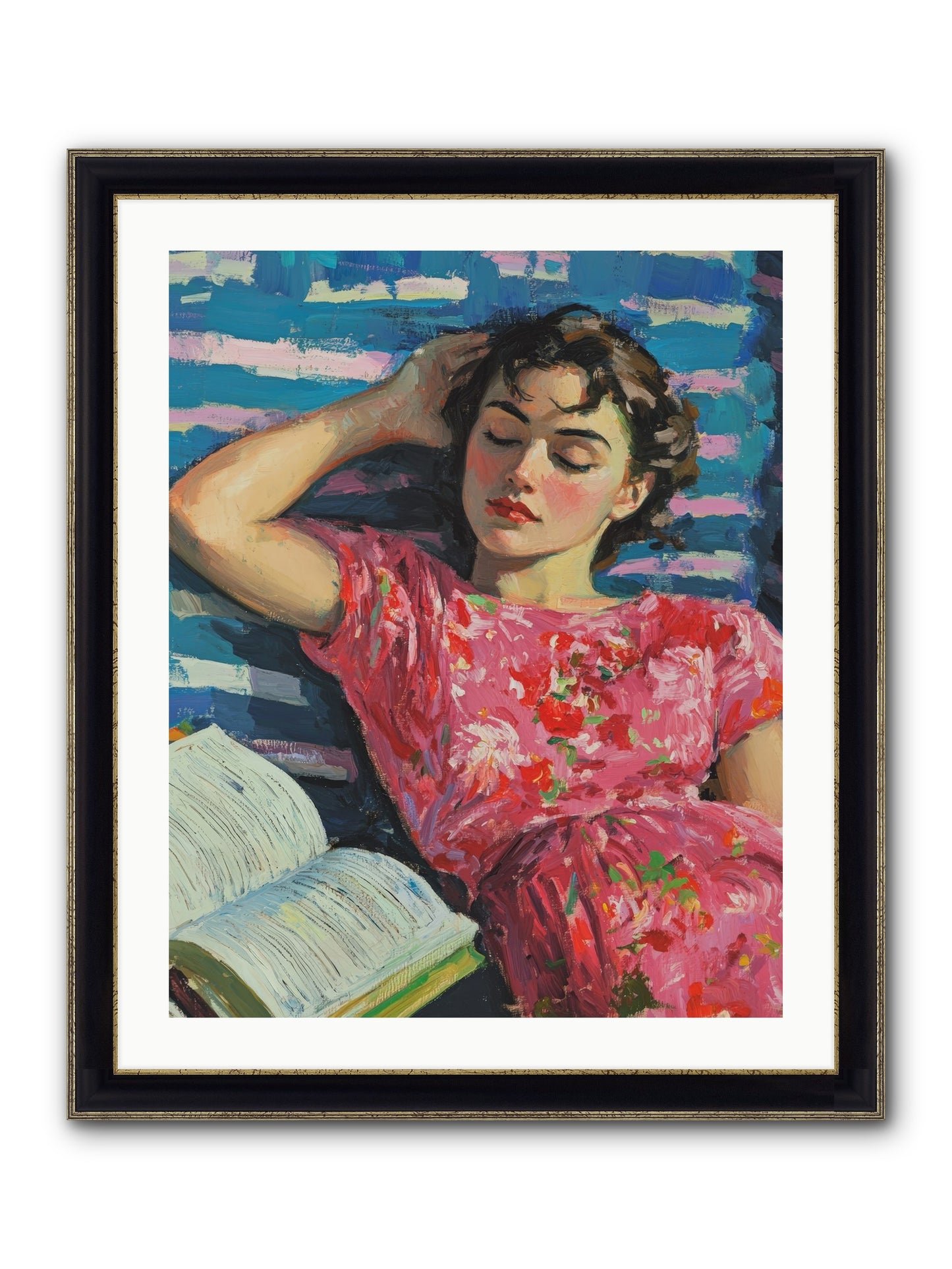 Pink Pages Framed Print - Black & Gold 24x30