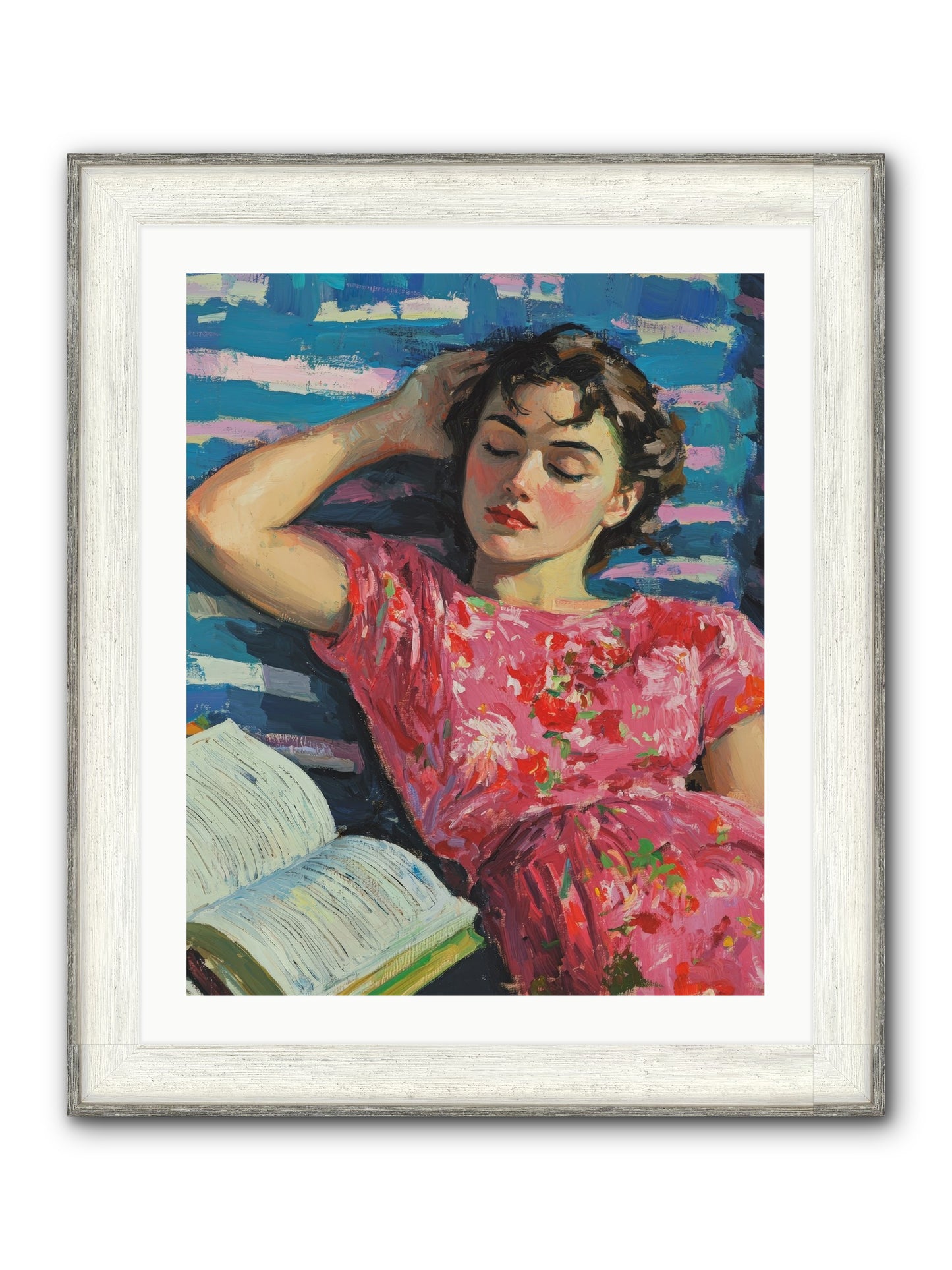 Pink Pages Framed Print - Driftwood White 24x30