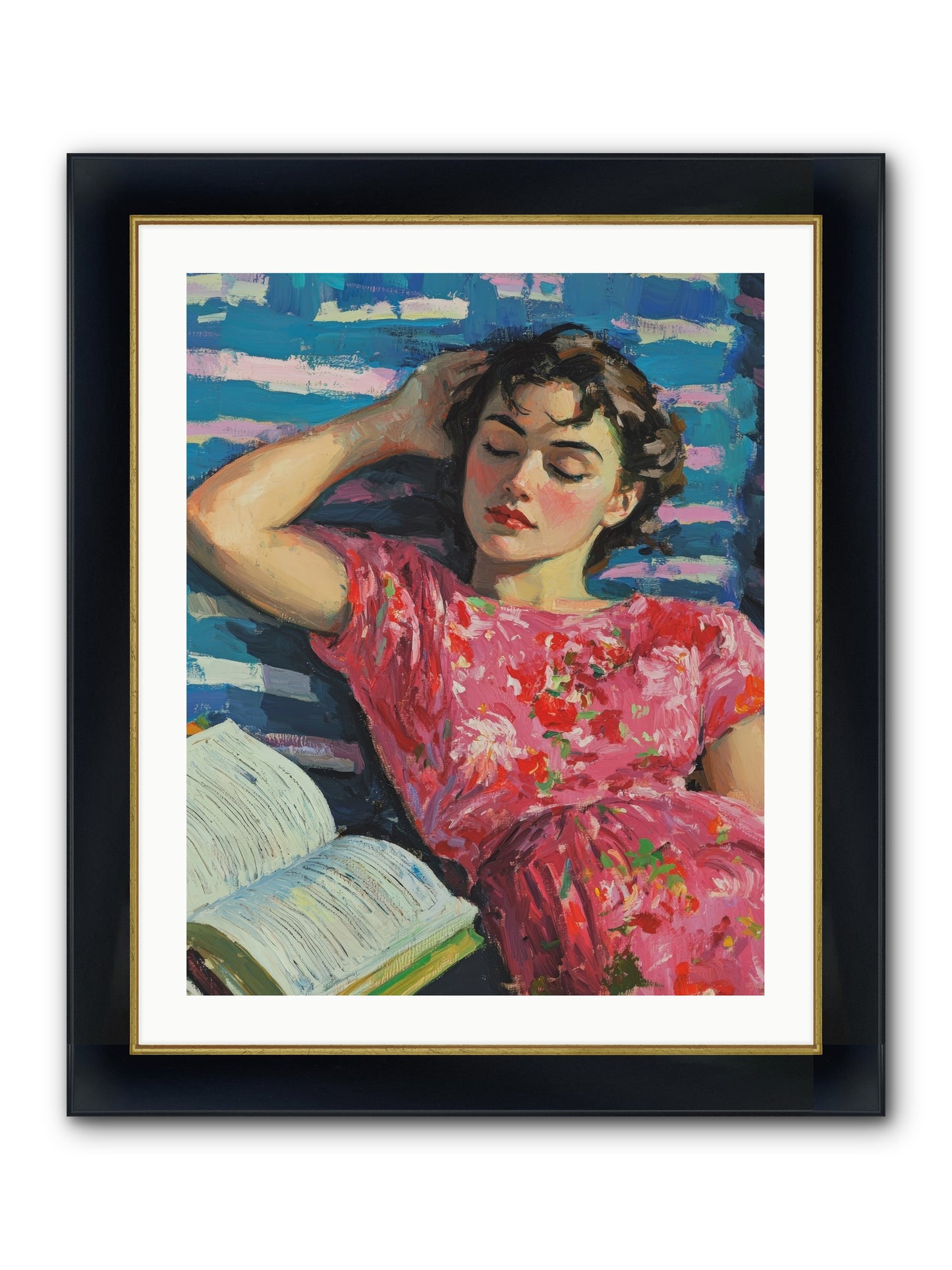 Pink Pages Framed Print - Wide Black w/Gold 24x30