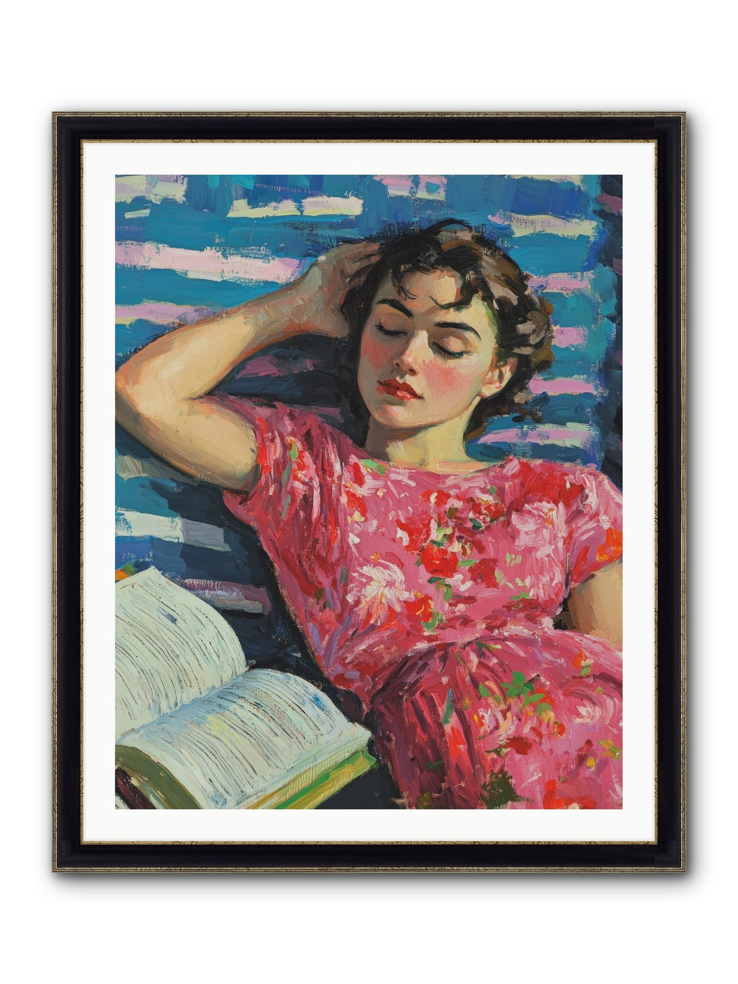Pink Pages Framed Print - Black & Gold 32x40