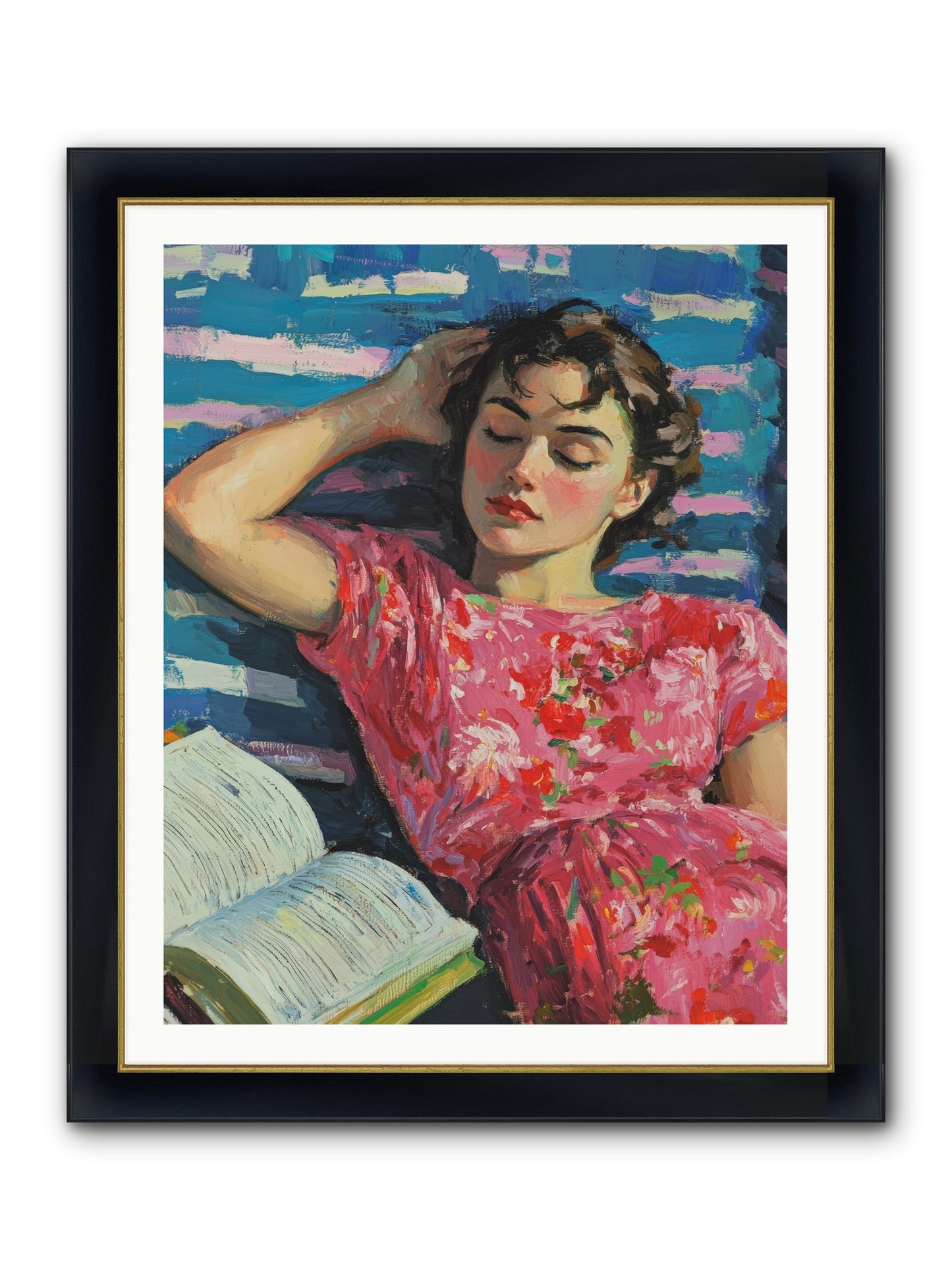 Pink Pages Framed Print - Wide Black w/Gold 32x40