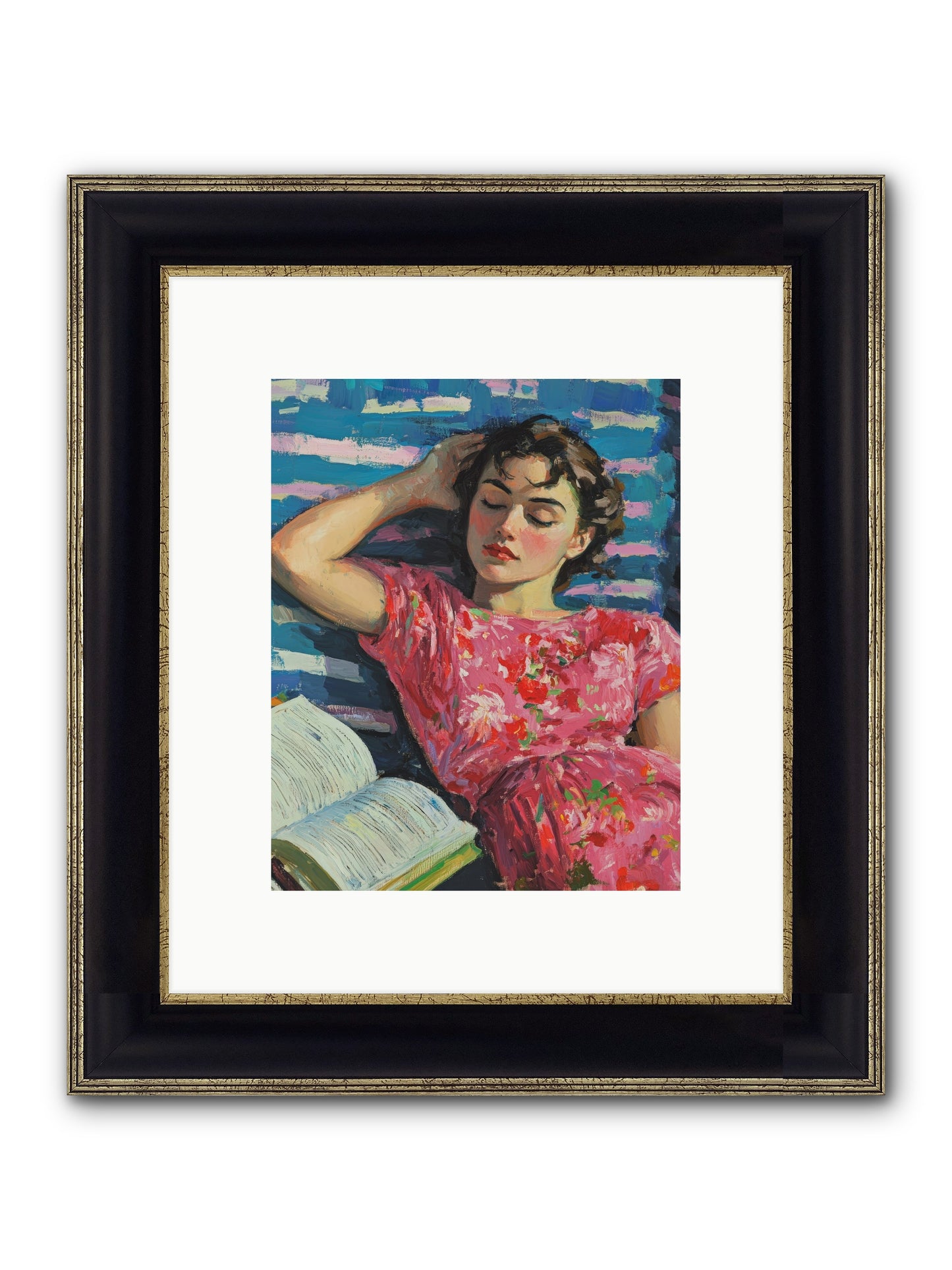 Pink Pages Framed Print - Black & Gold 8x10