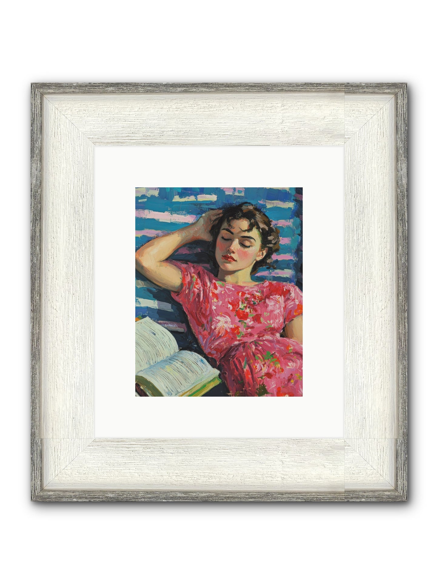 Pink Pages Framed Print - Driftwood White 8x10