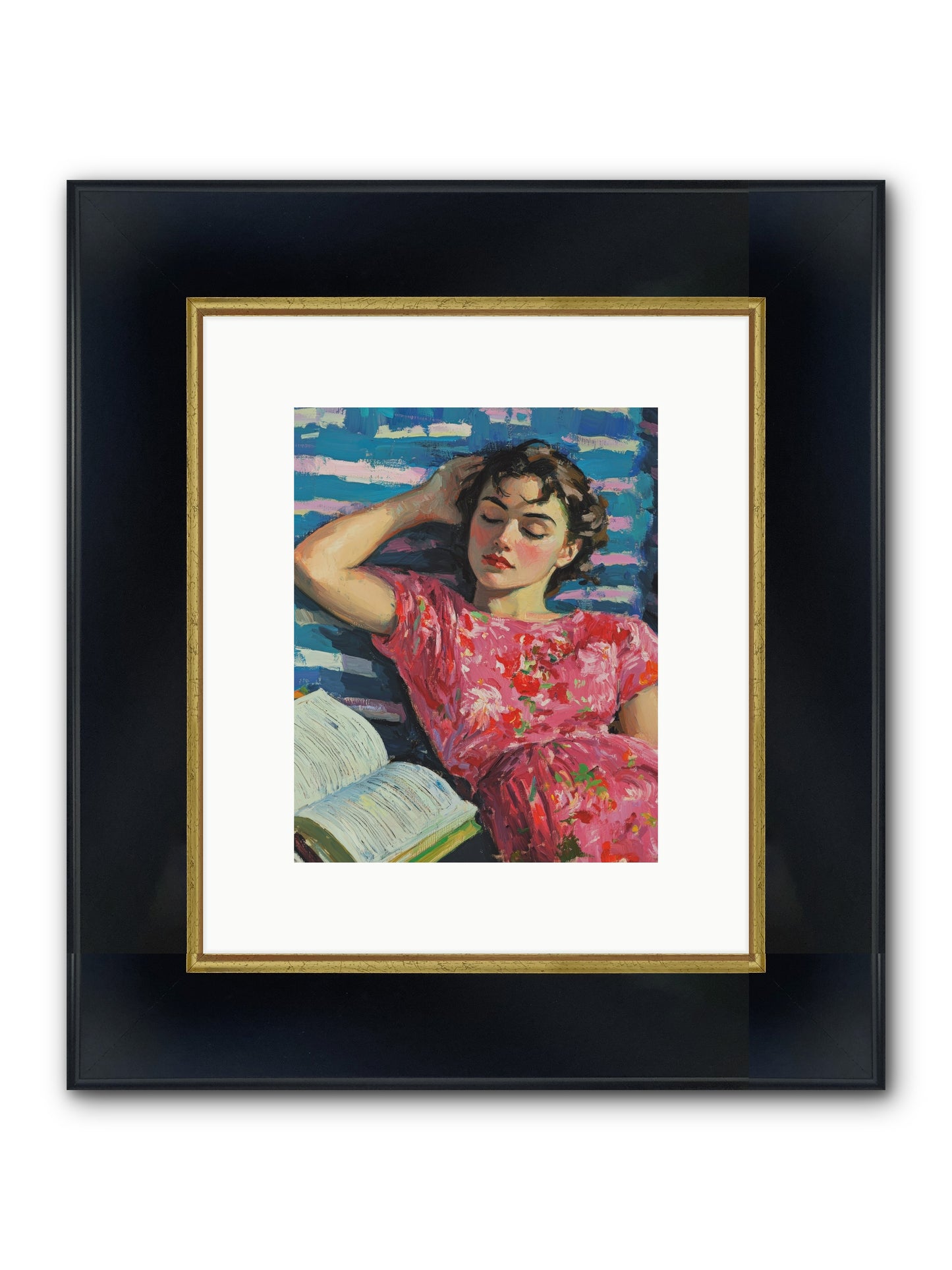 Pink Pages Framed Print - Wide Black w/Gold 8x10