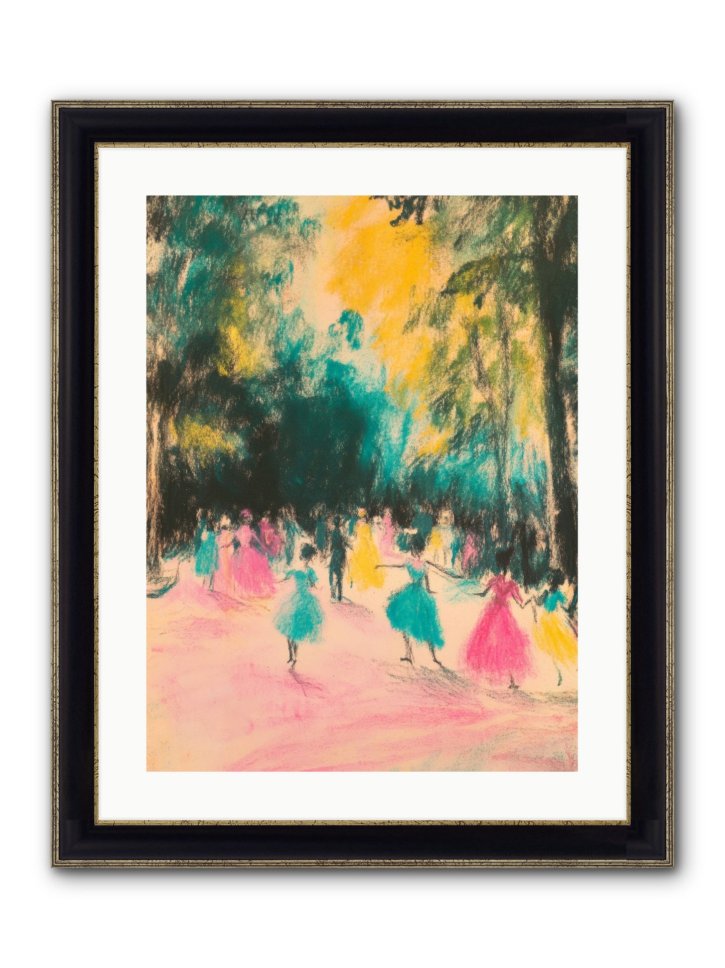 Pirouette's Night Dance Framed Print - Black & Gold 18x24