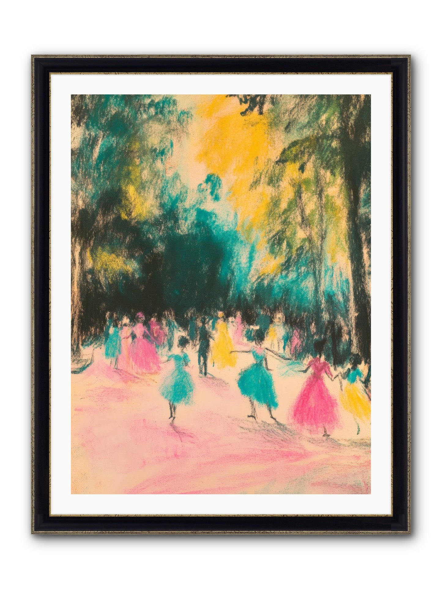 Pirouette's Night Dance Framed Print - Black & Gold 30x40