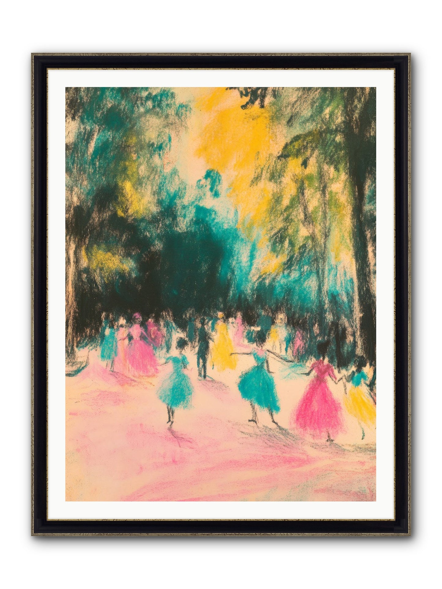 Pirouette's Night Dance Framed Print - Black & Gold 36x48