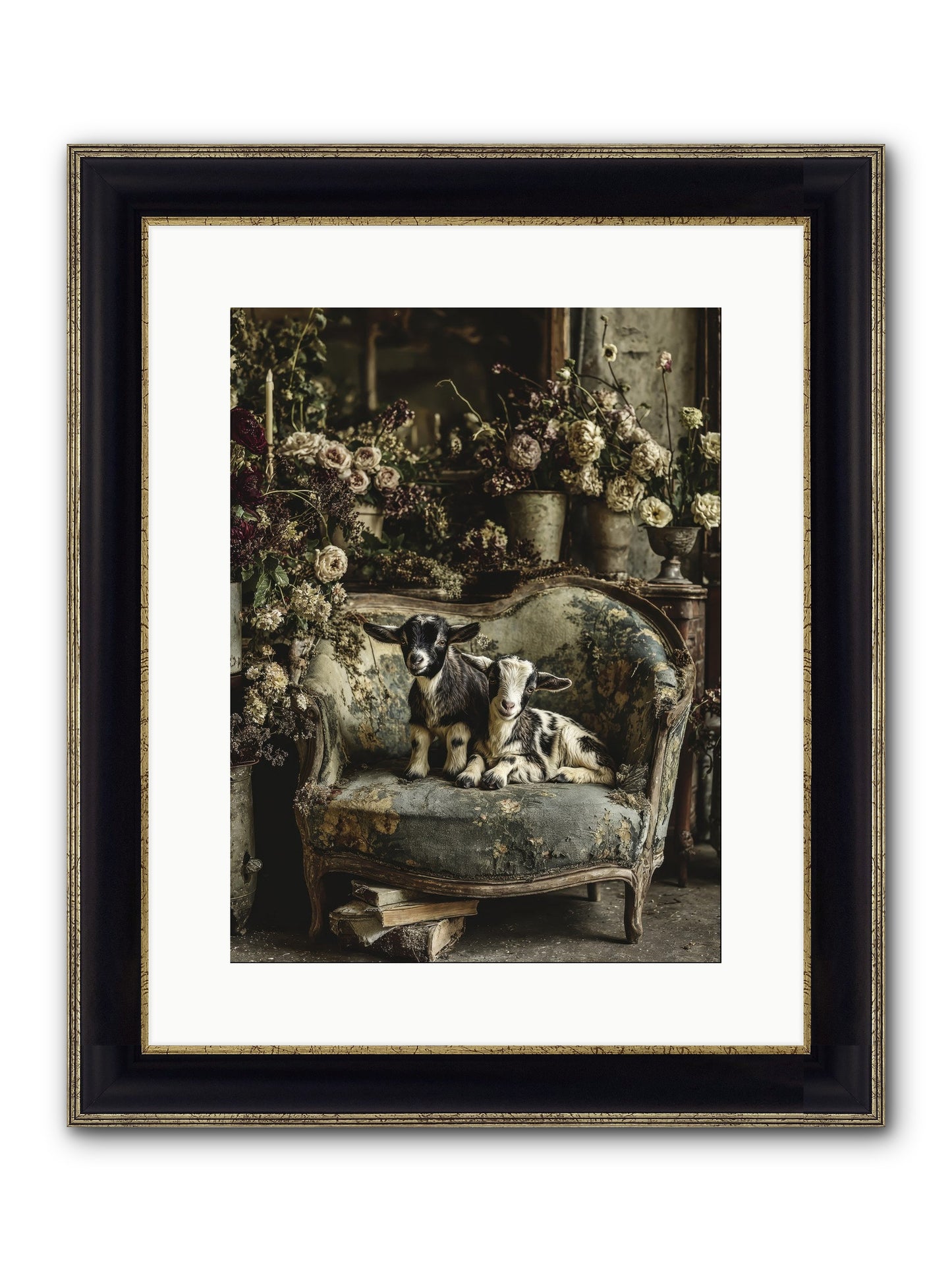 Pixie Dust Framed Print - Black & Gold 12x16