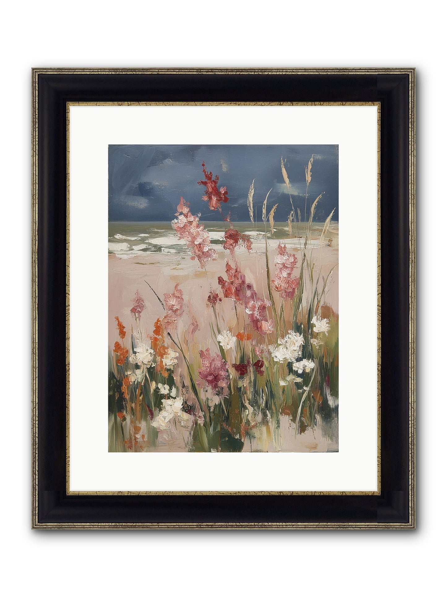 Plains Court The Sea Framed Print - Black & Gold 12x16