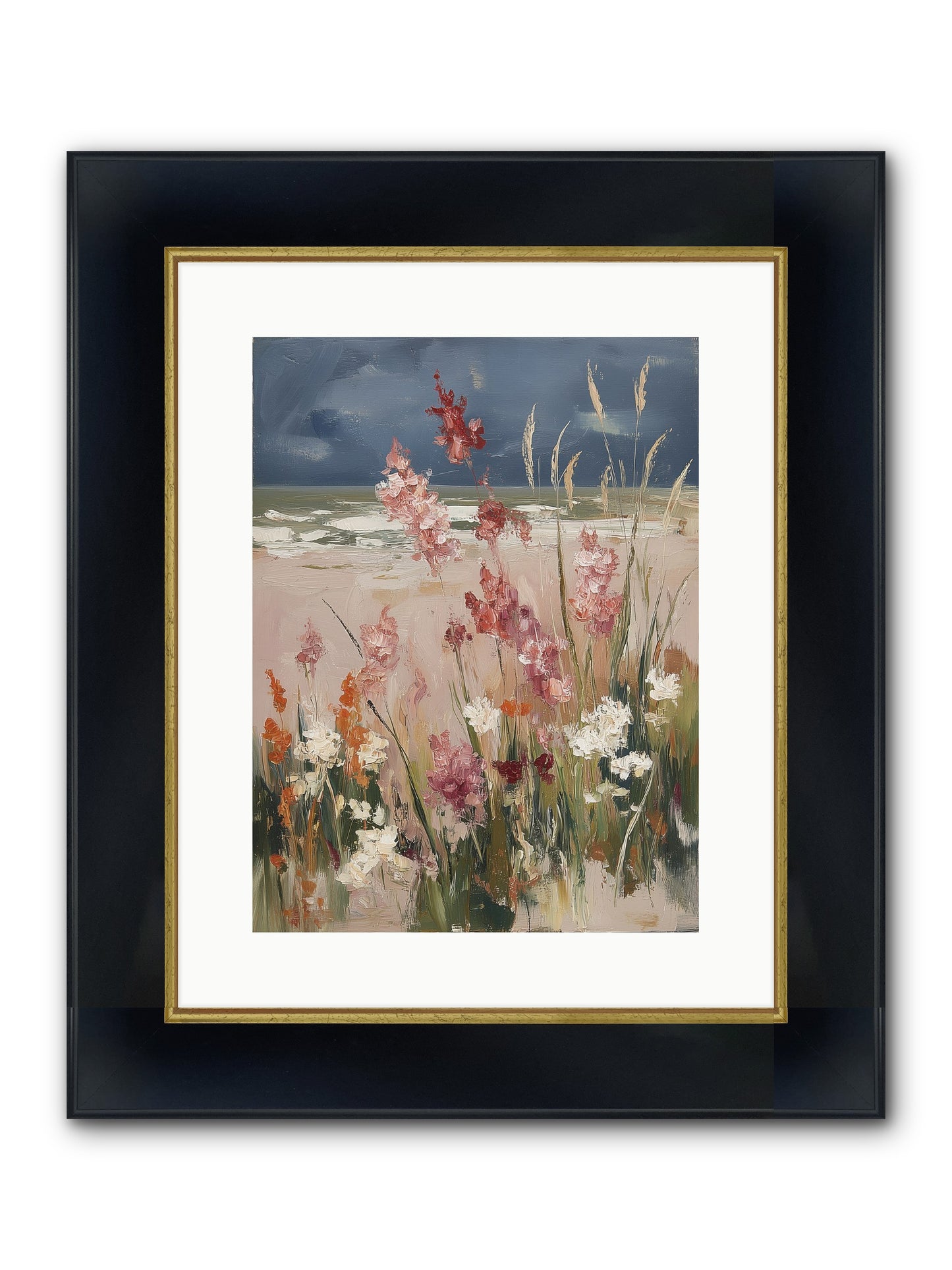 Plains Court The Sea Framed Print - Wide Black w/Gold 12x16