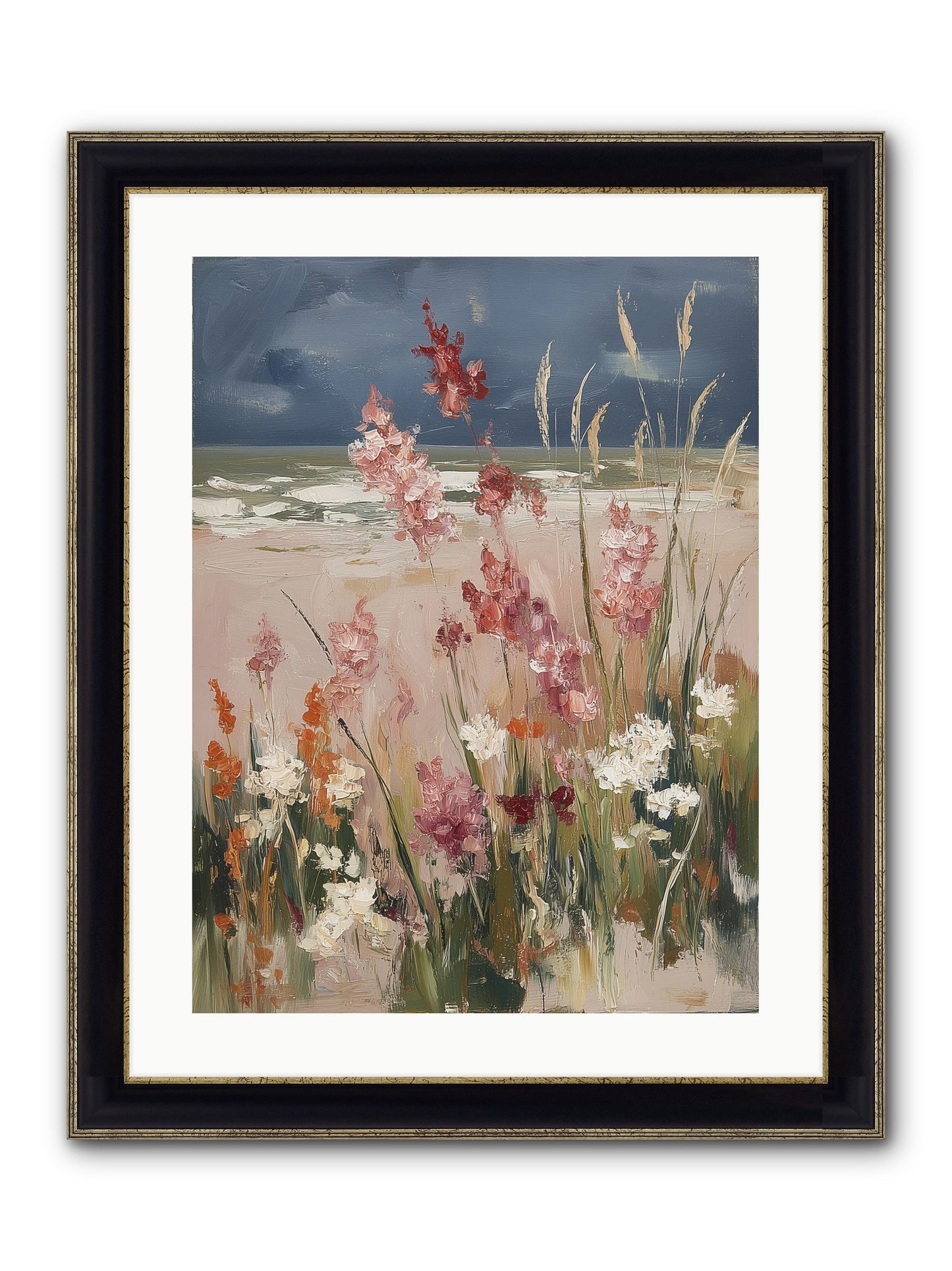 Plains Court The Sea Framed Print - Black & Gold 18x24