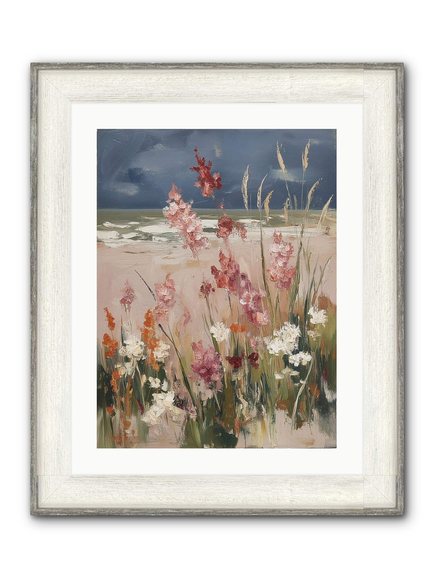Plains Court The Sea Framed Print - Driftwood White 18x24