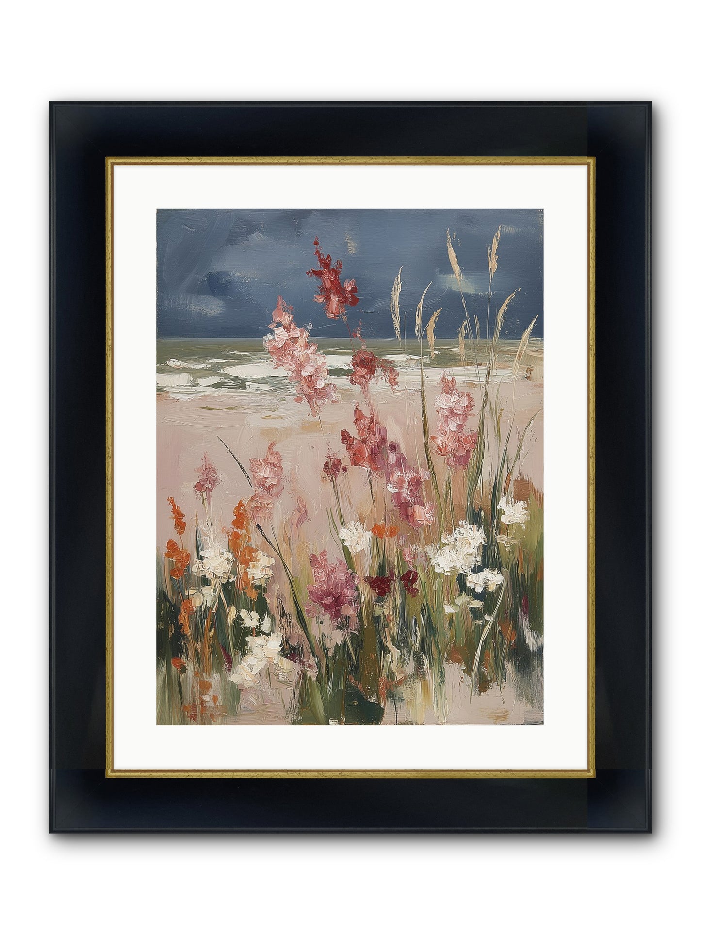 Plains Court The Sea Framed Print - Wide Black w/Gold 18x24
