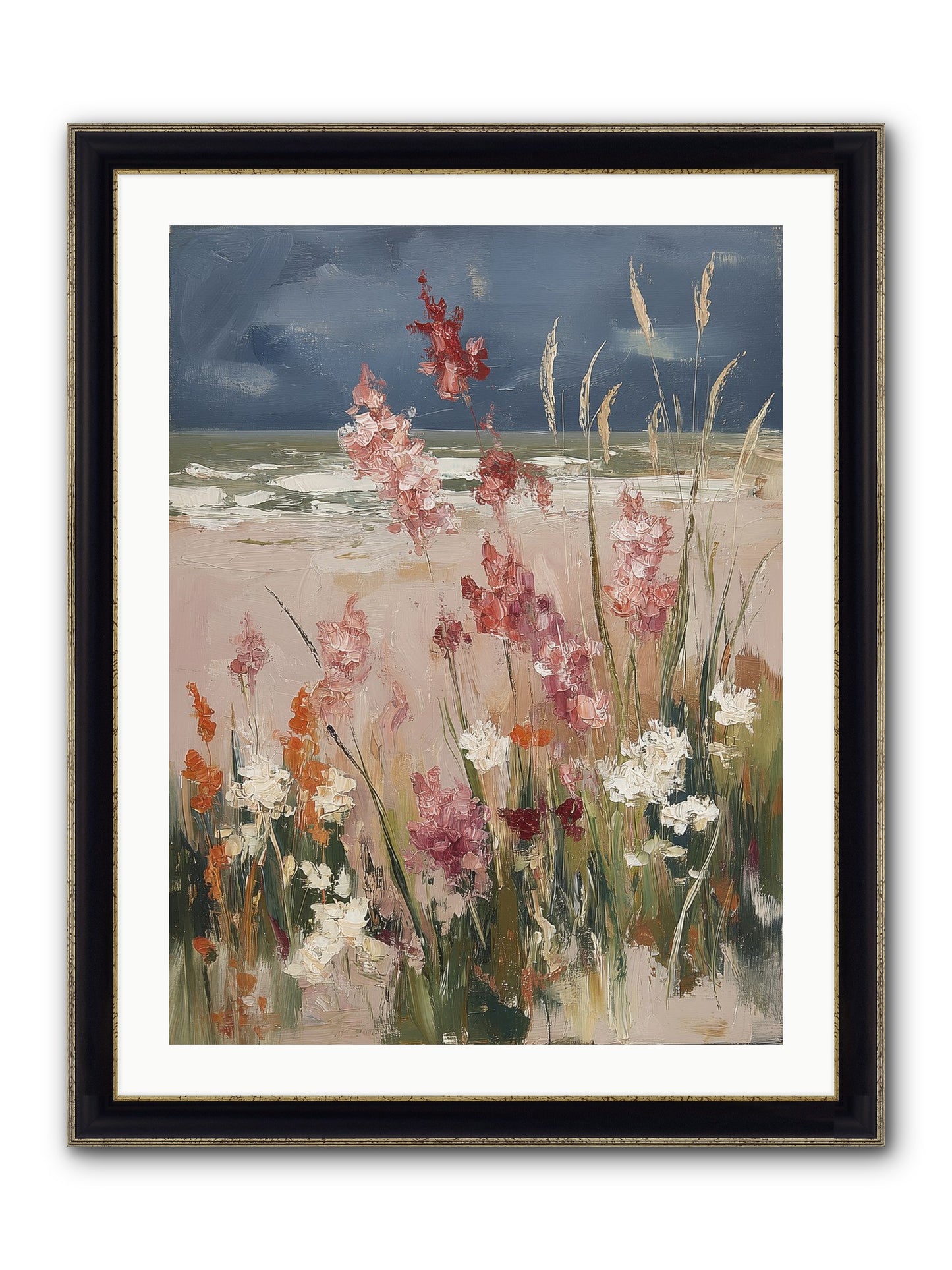 Plains Court The Sea Framed Print - Black & Gold 24x32