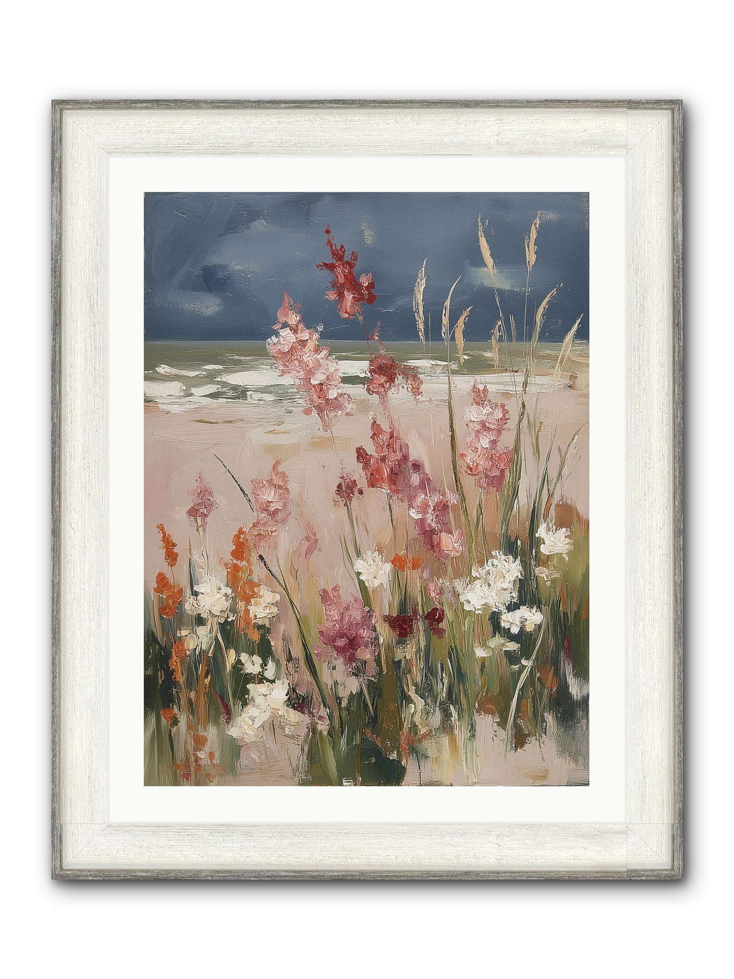 Plains Court The Sea Framed Print - Driftwood White 24x32