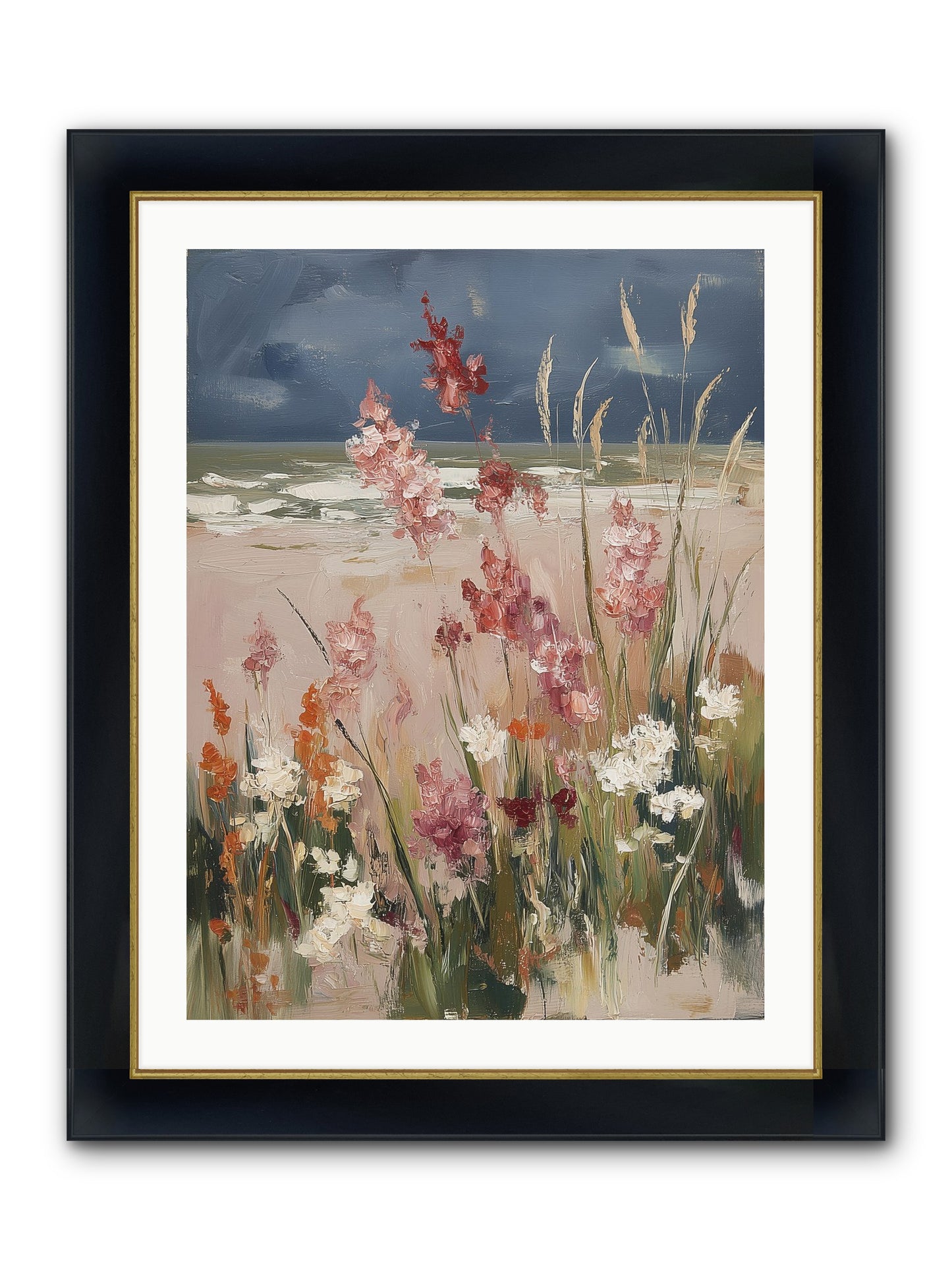 Plains Court The Sea Framed Print - Wide Black w/Gold 24x32