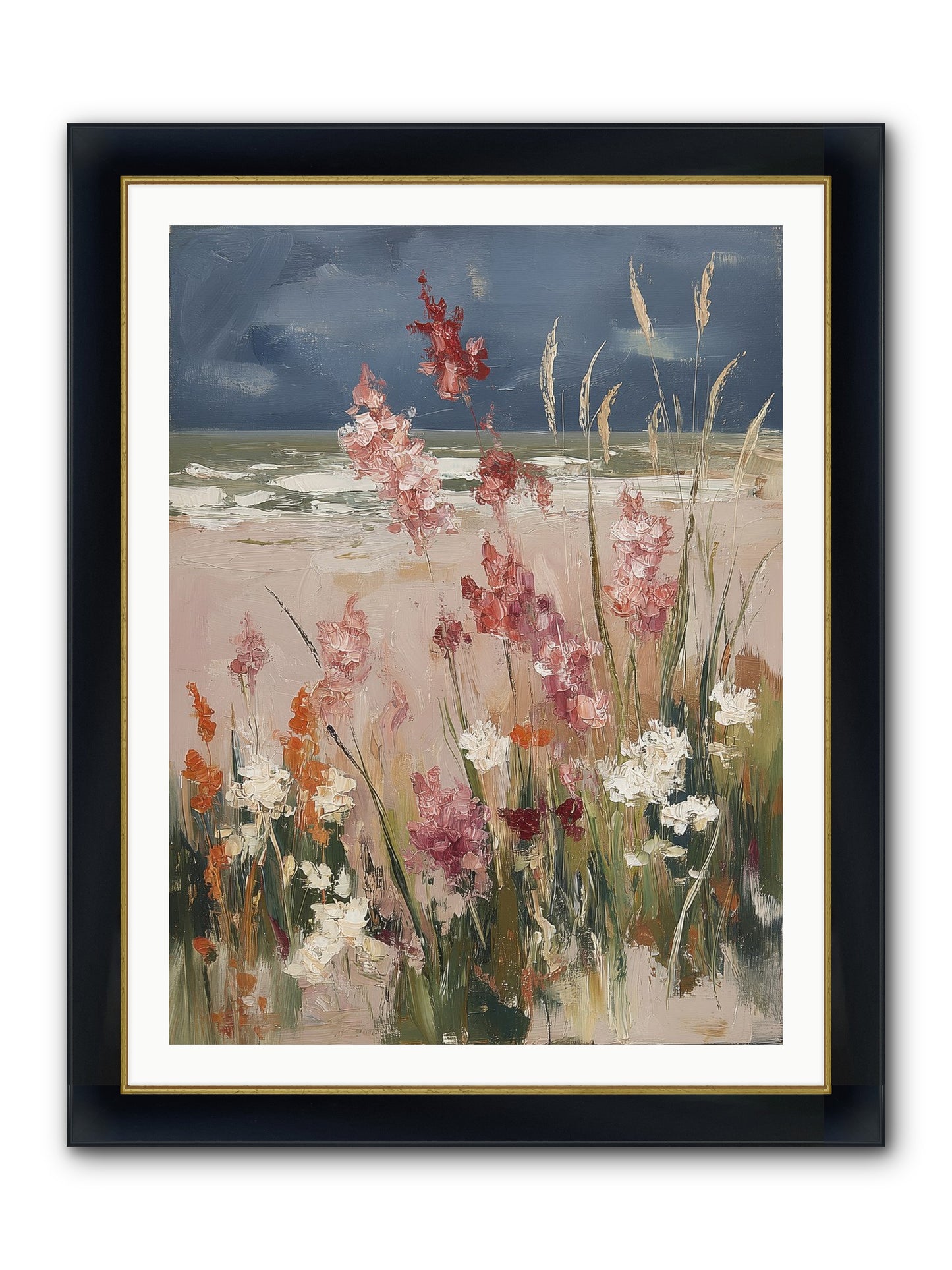 Plains Court The Sea Framed Print - Wide Black w/Gold 30x40