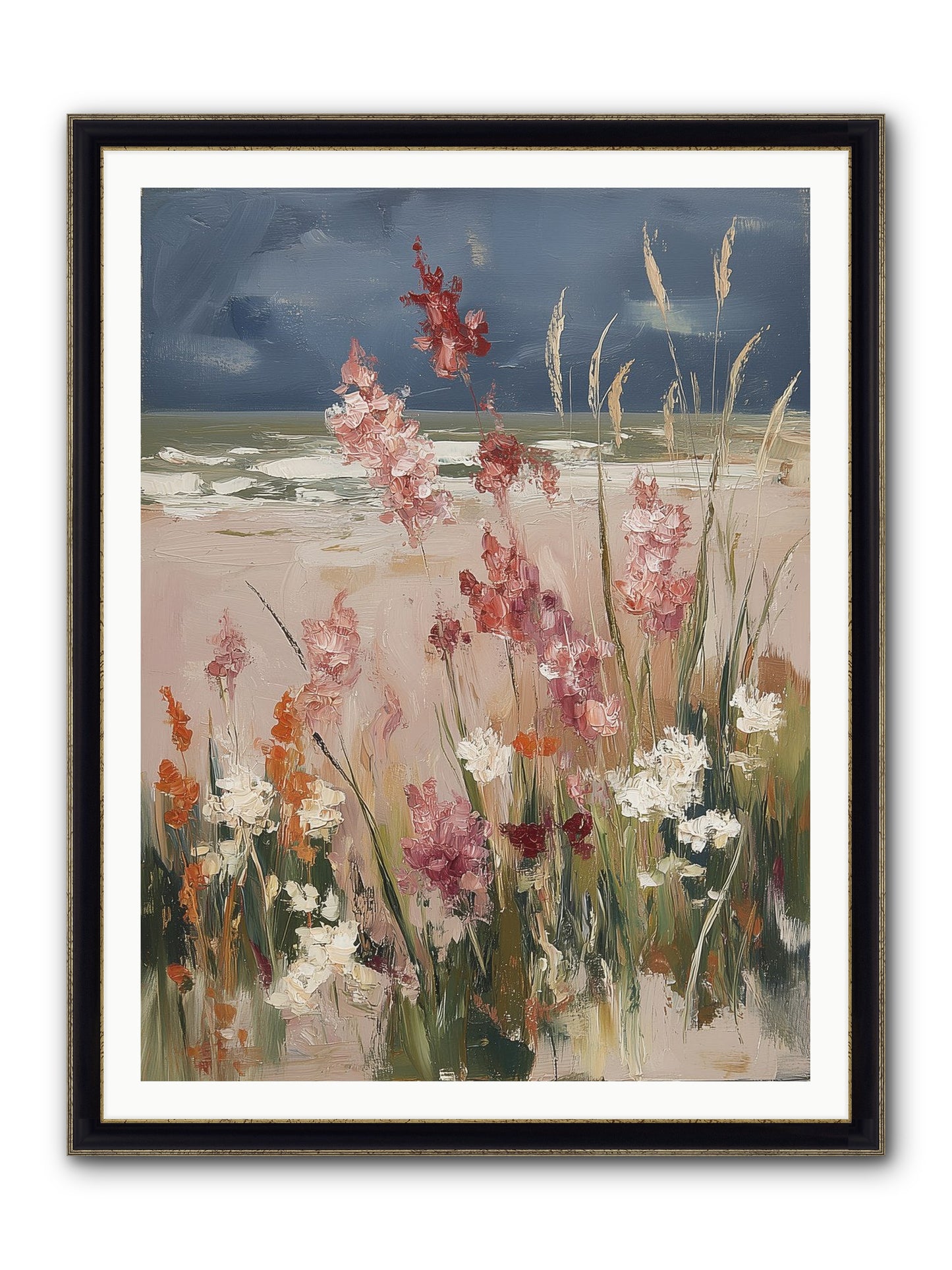 Plains Court The Sea Framed Print - Black & Gold 36x48