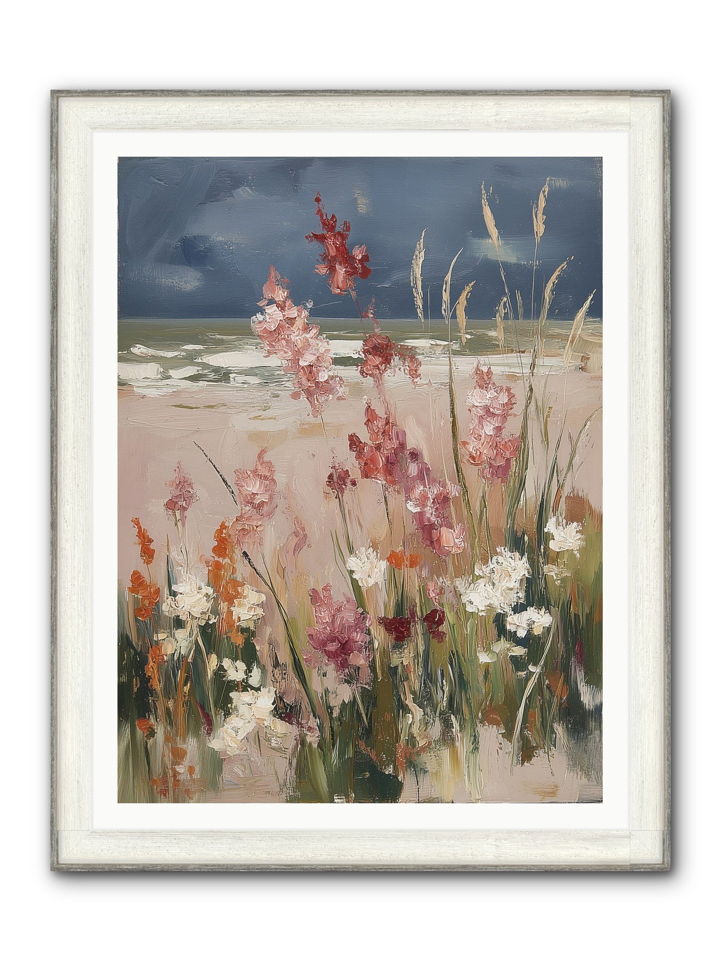 Plains Court The Sea Framed Print - Driftwood White 36x48