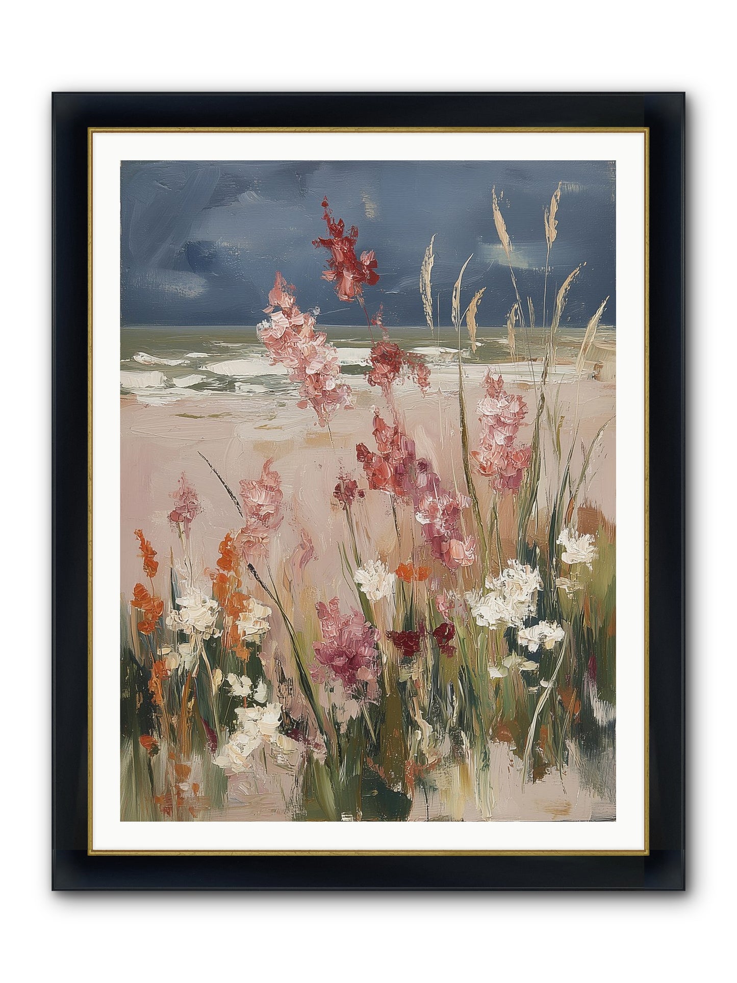 Plains Court The Sea Framed Print - Wide Black w/Gold 36x48