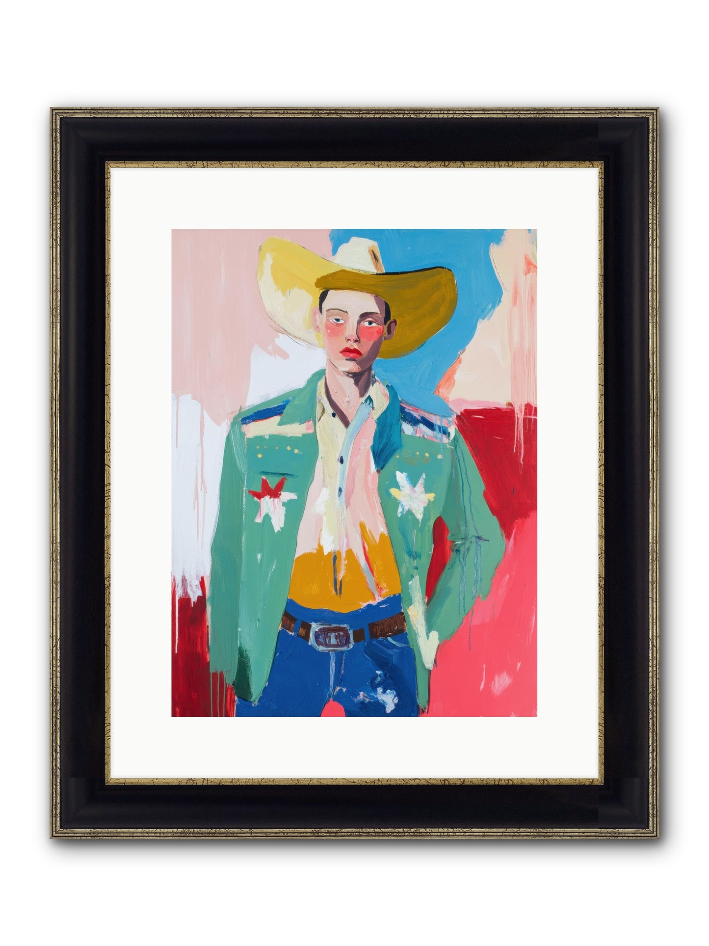 Plains Drifter Framed Print - Black & Gold 12x16