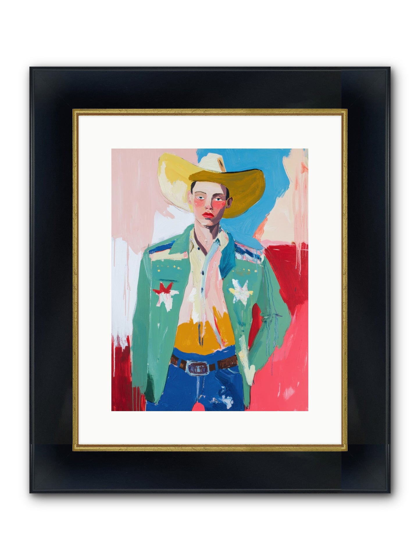 Plains Drifter Framed Print - Wide Black w/Gold 12x16