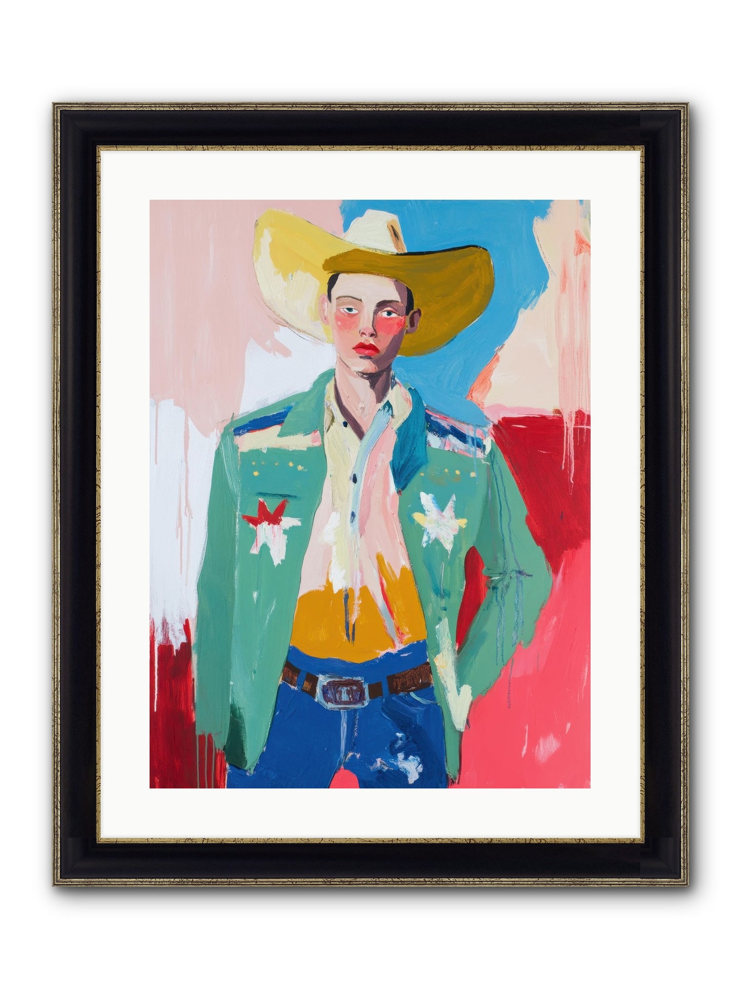 Plains Drifter Framed Print - Black & Gold 18x24