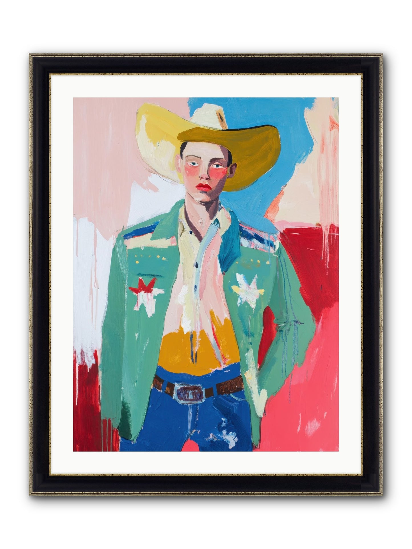 Plains Drifter Framed Print - Black & Gold 24x32