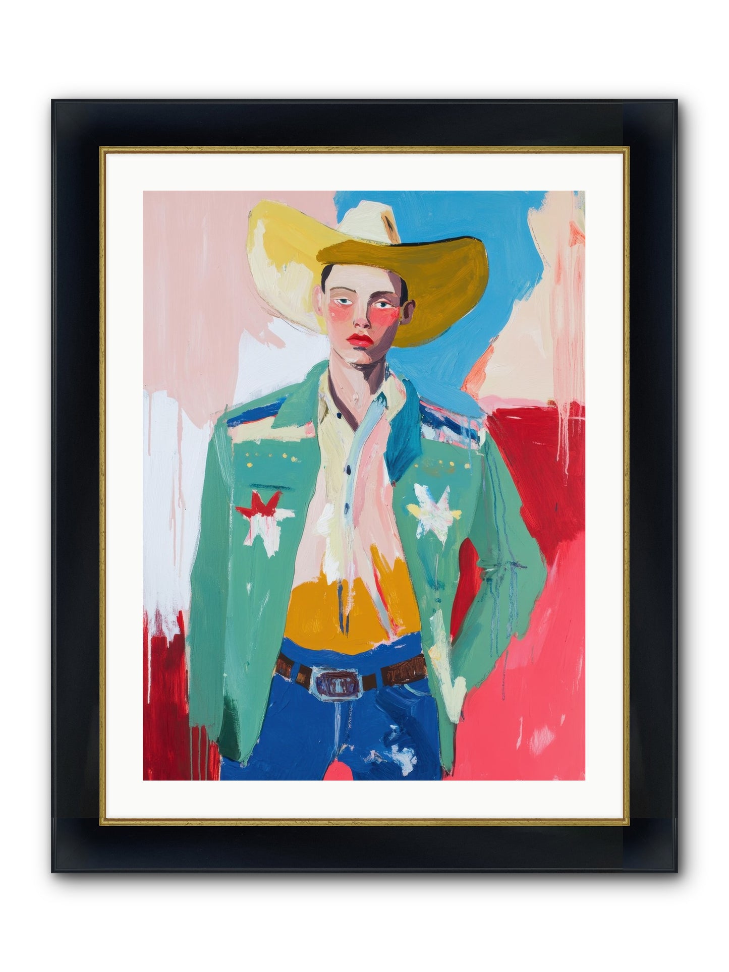 Plains Drifter Framed Print - Wide Black w/Gold 24x32