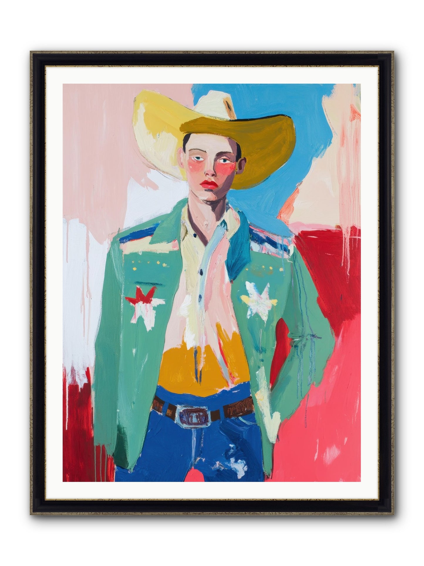 Plains Drifter Framed Print - Black & Gold 36x48