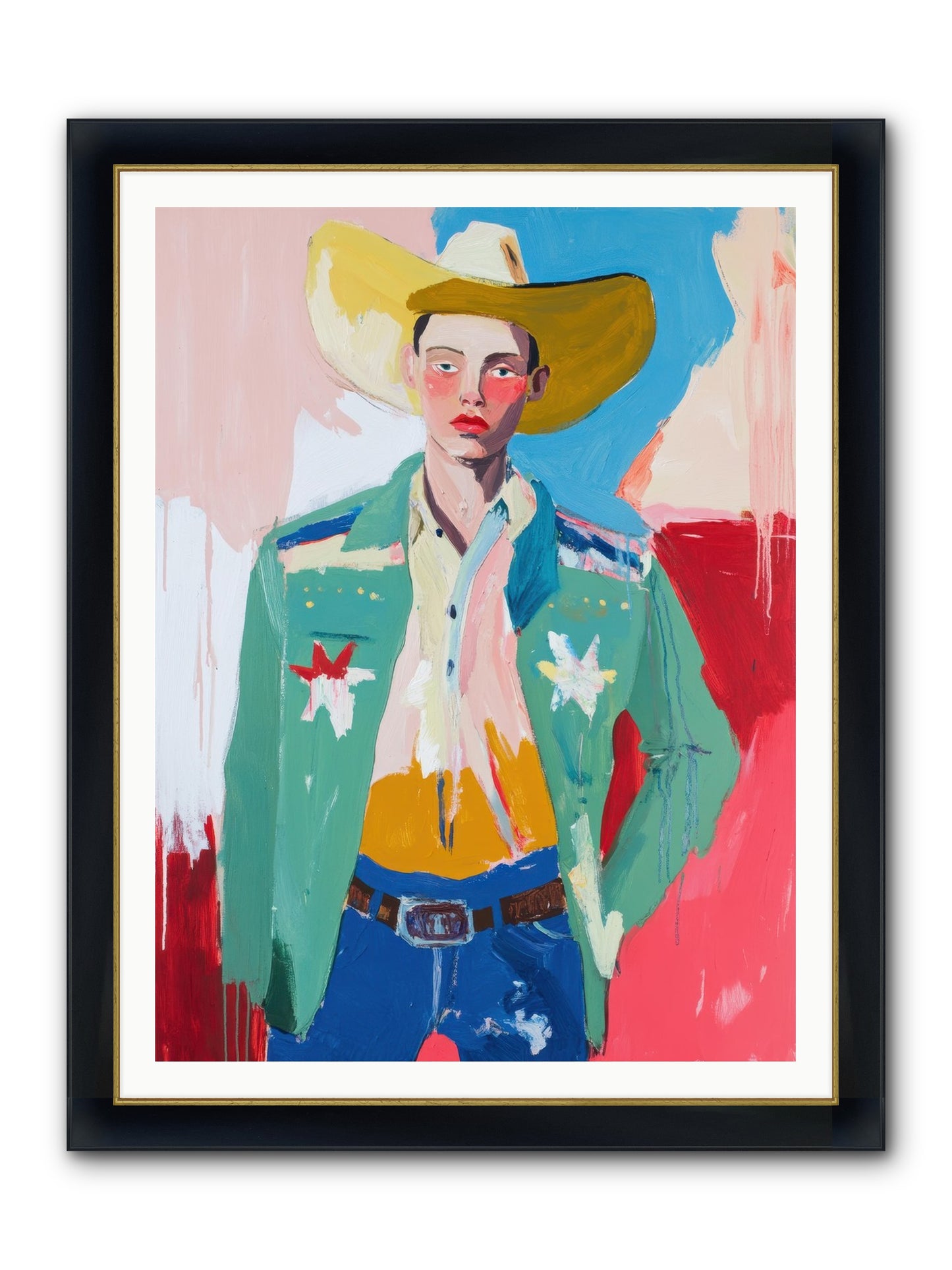 Plains Drifter Framed Print - Wide Black w/Gold 36x48