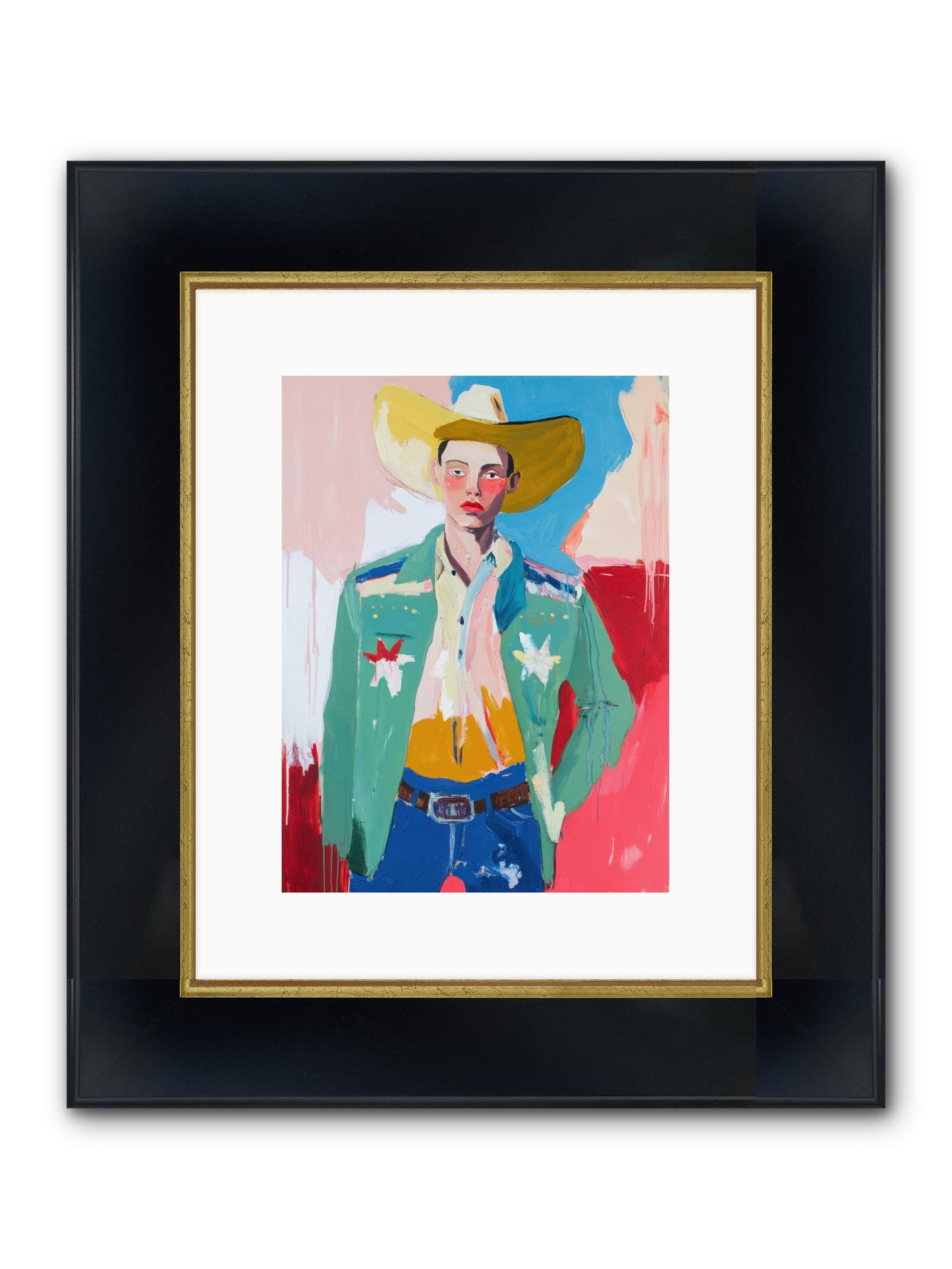 Plains Drifter Framed Print - Wide Black w/Gold 9x12