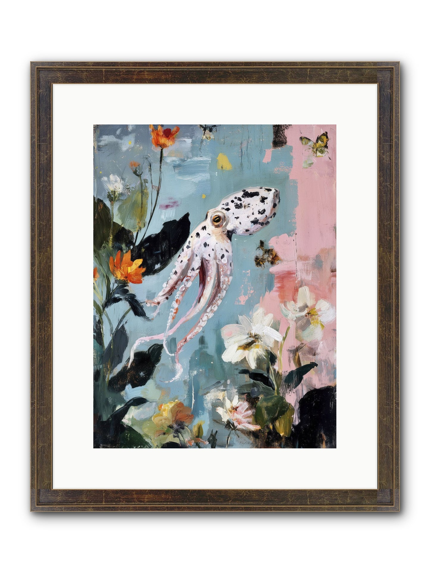 Playing In Blue Framed Print - Slimwoods Black/Gold 12x16