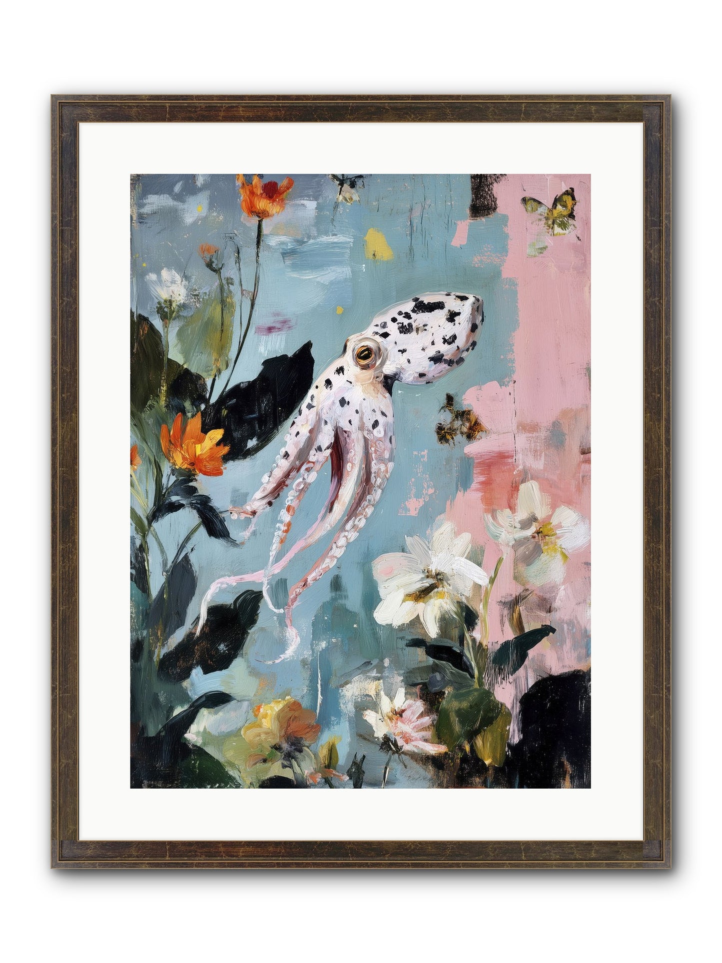 Playing In Blue Framed Print - Slimwoods Black/Gold 18x24