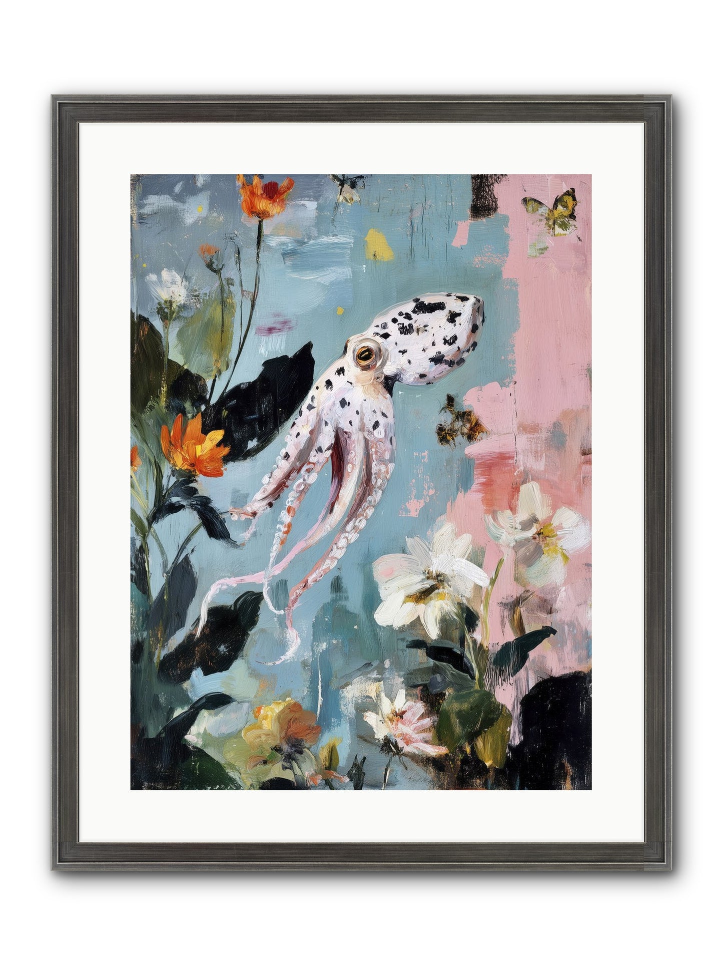 Playing In Blue Framed Print - Slimwoods Black/Silver 18x24