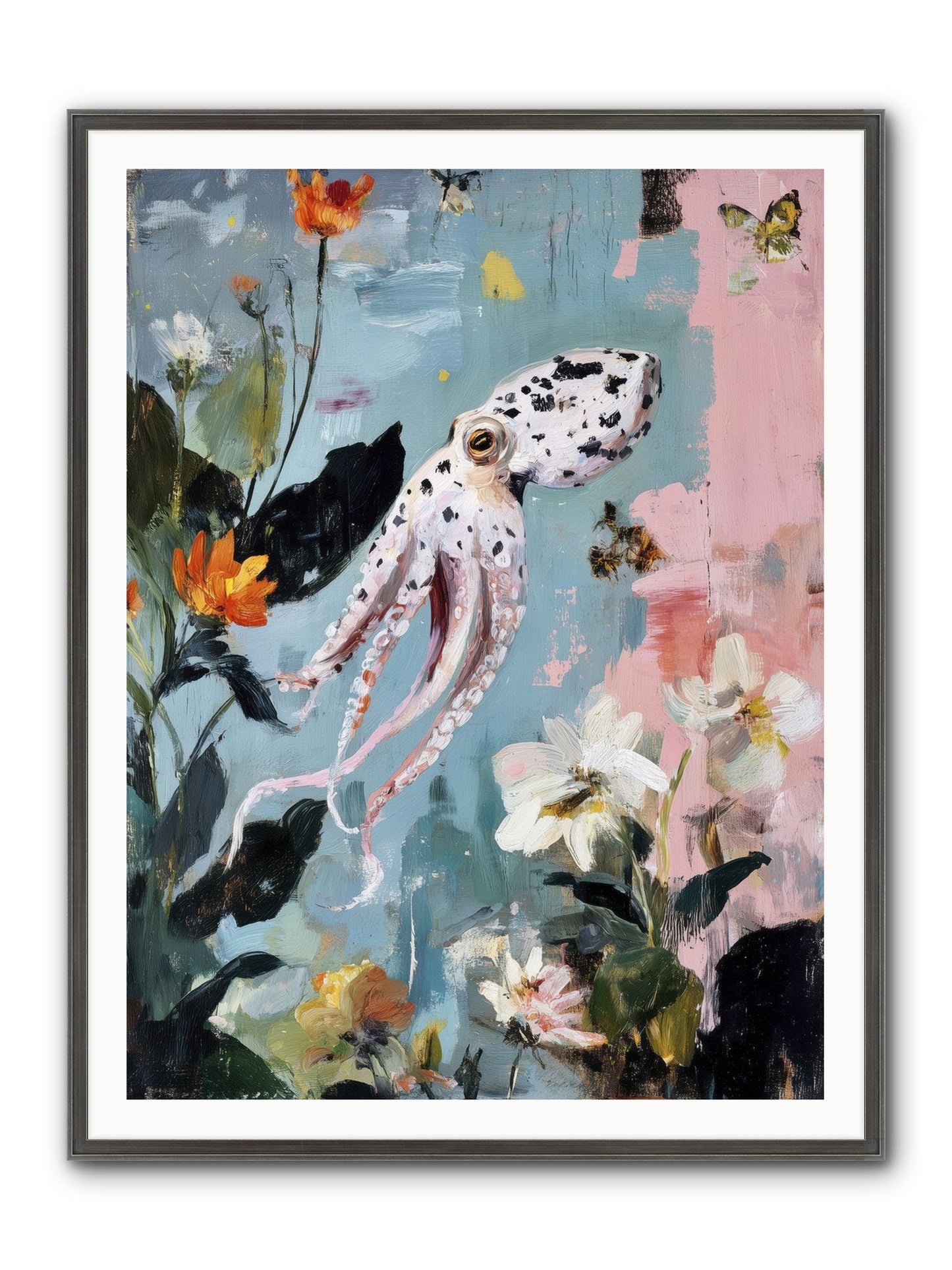Playing In Blue Framed Print - Slimwoods Black/Silver 36x48