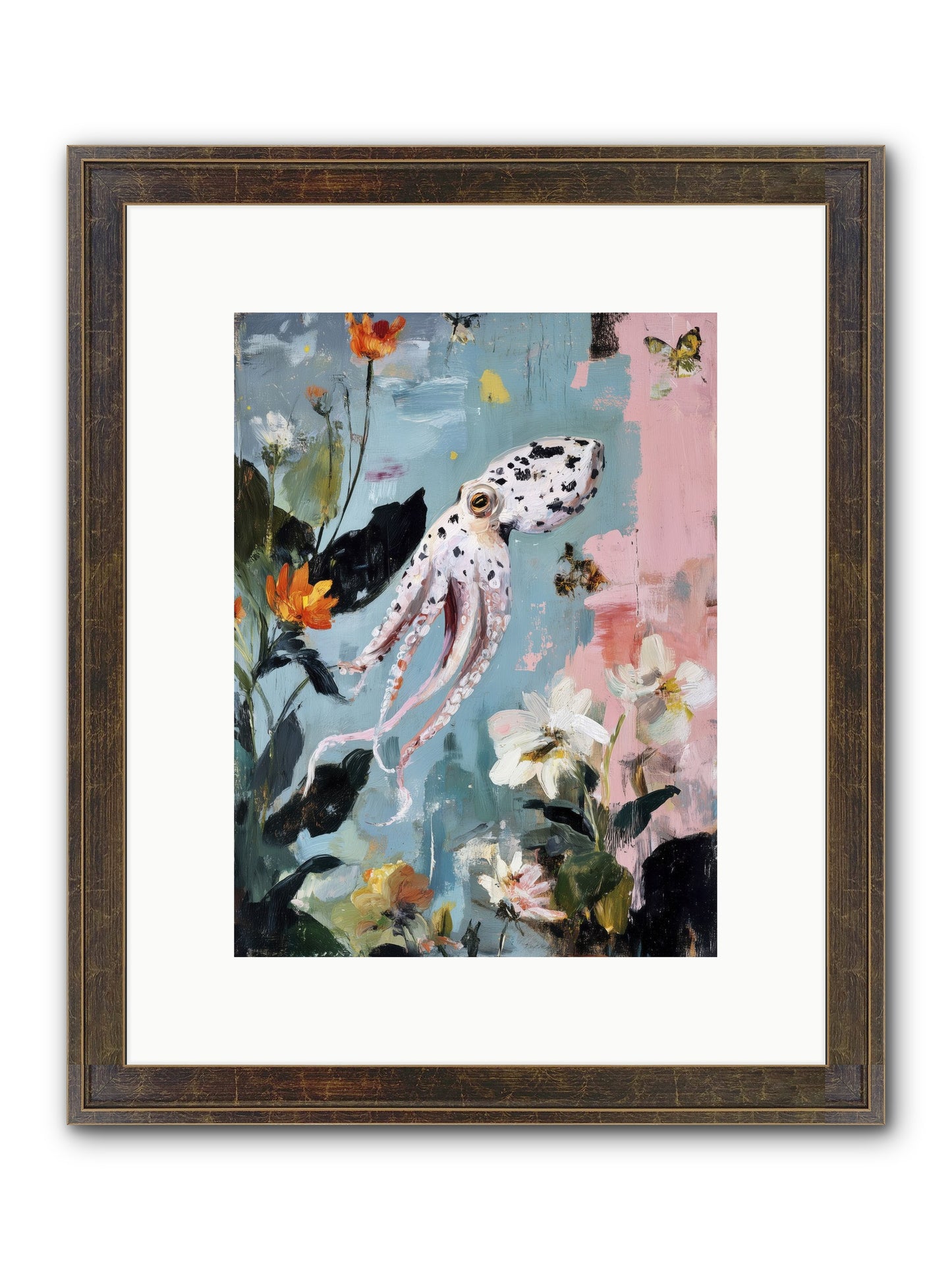 Playing In Blue Framed Print - Slimwoods Black/Gold 9x12