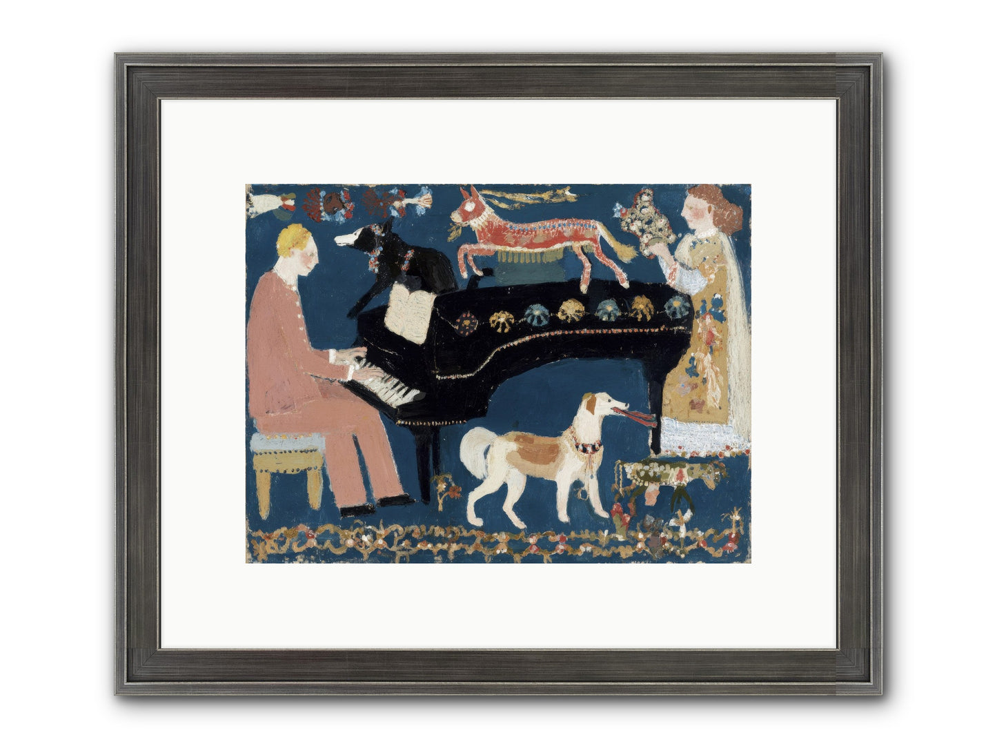 Playing Piano With Wolves Framed Print - Slimwoods Black/Silver 12x9