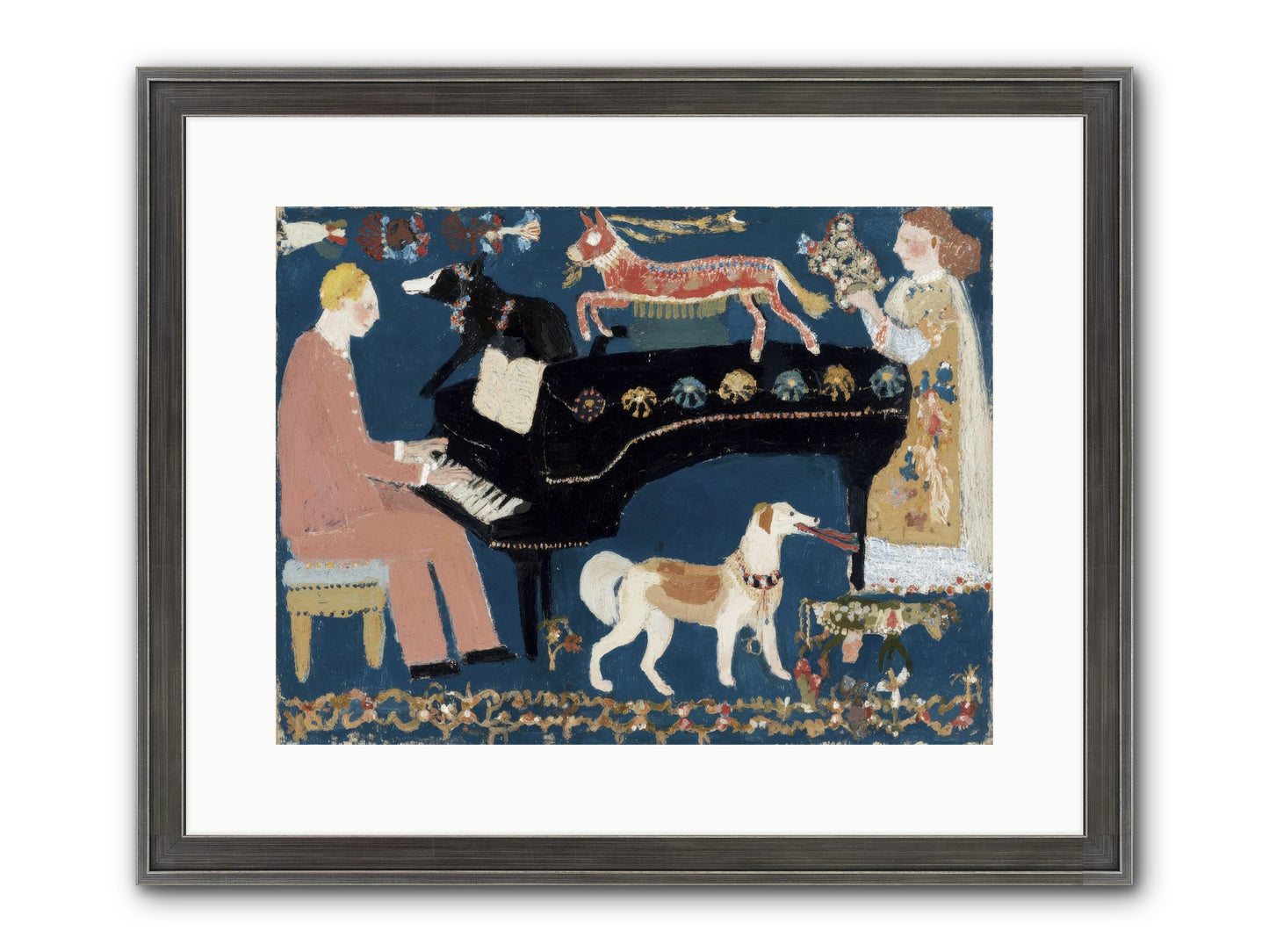 Playing Piano With Wolves Framed Print - Slimwoods Black/Silver 16x12