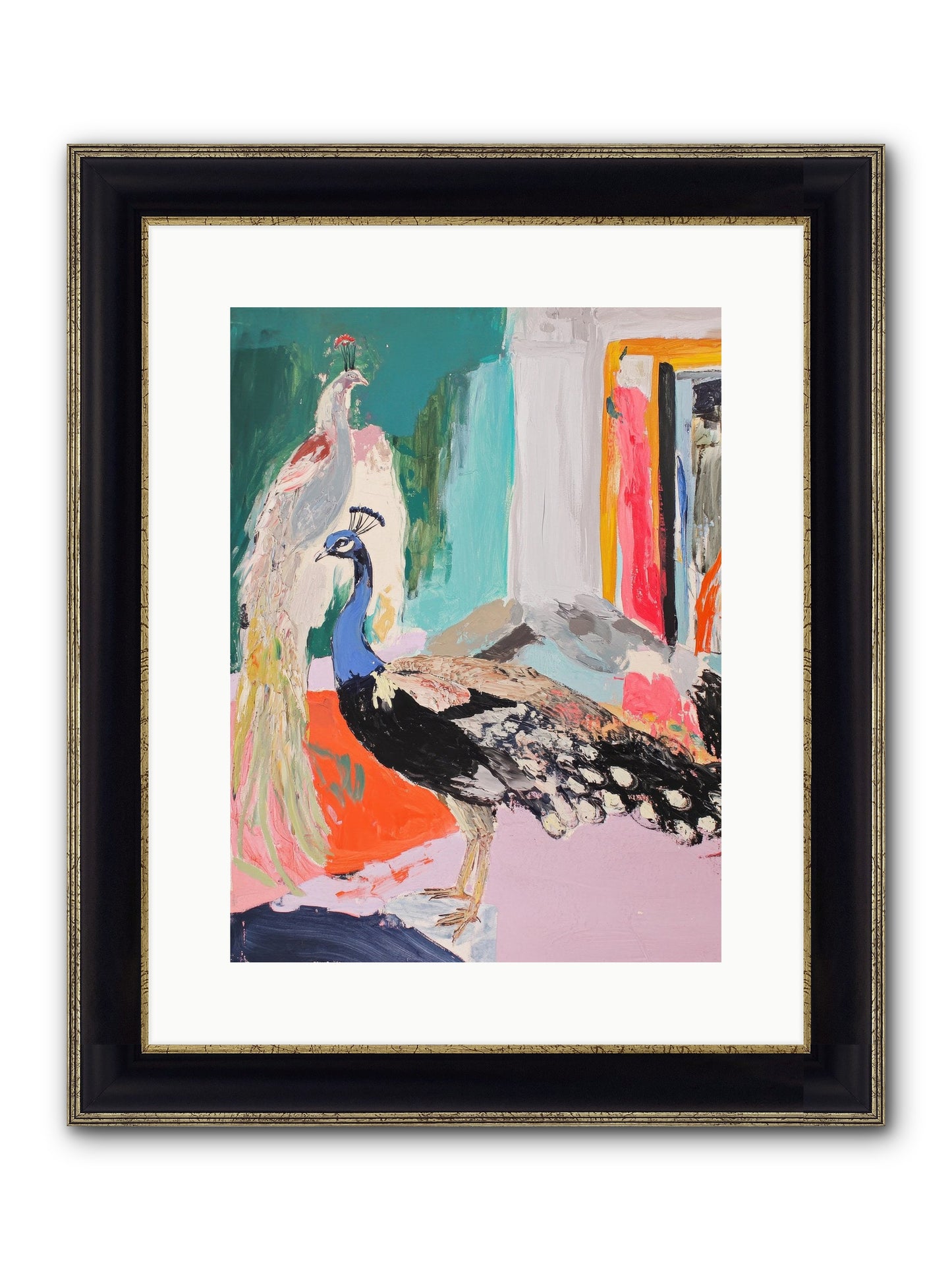 Plumage In The Parlor Framed Print - Black & Gold 12x16
