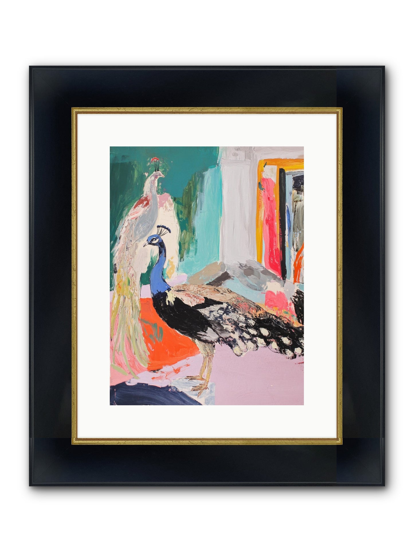 Plumage In The Parlor Framed Print - Wide Black w/Gold 12x16