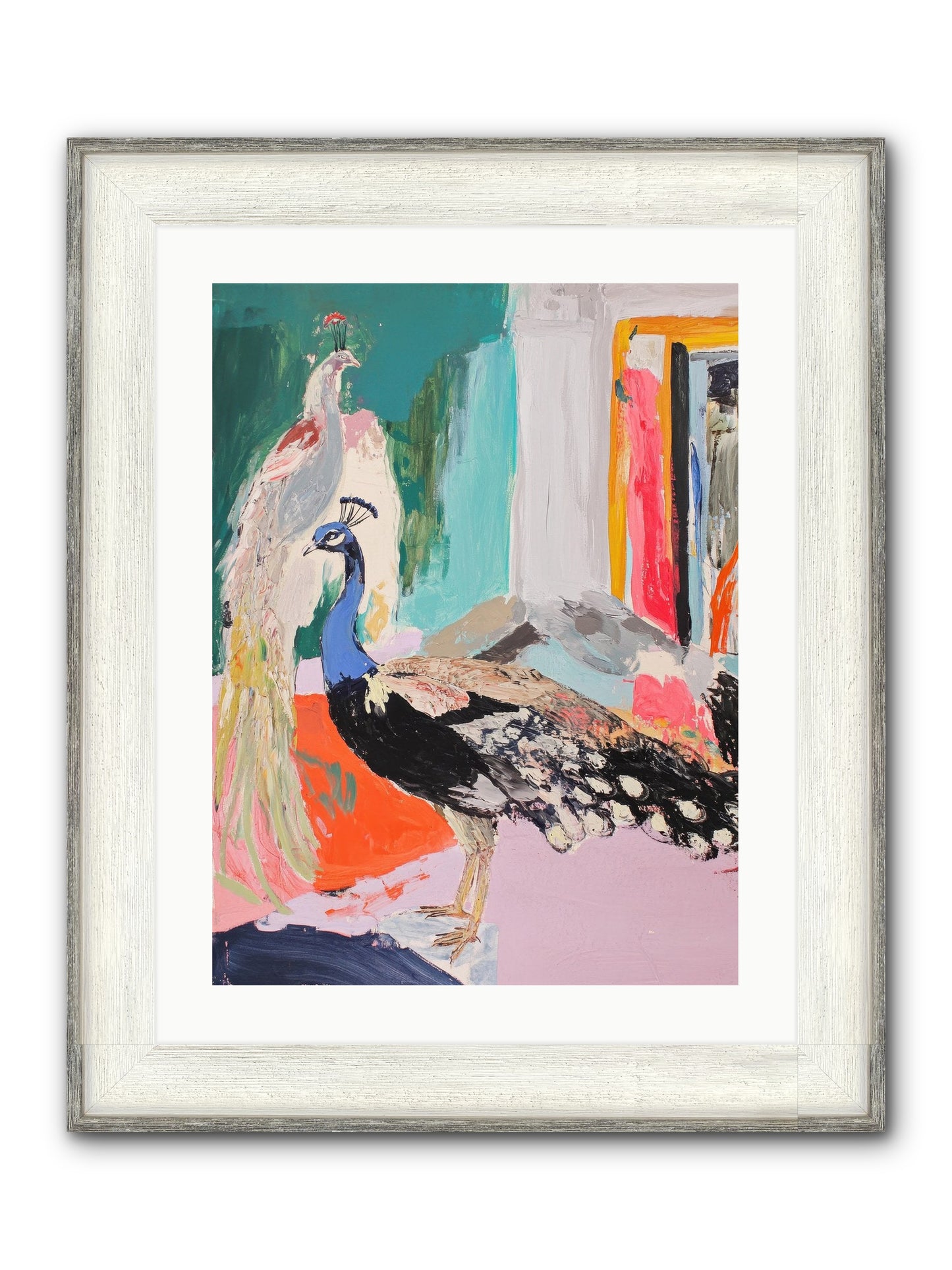 Plumage In The Parlor Framed Print - Driftwood White 18x24