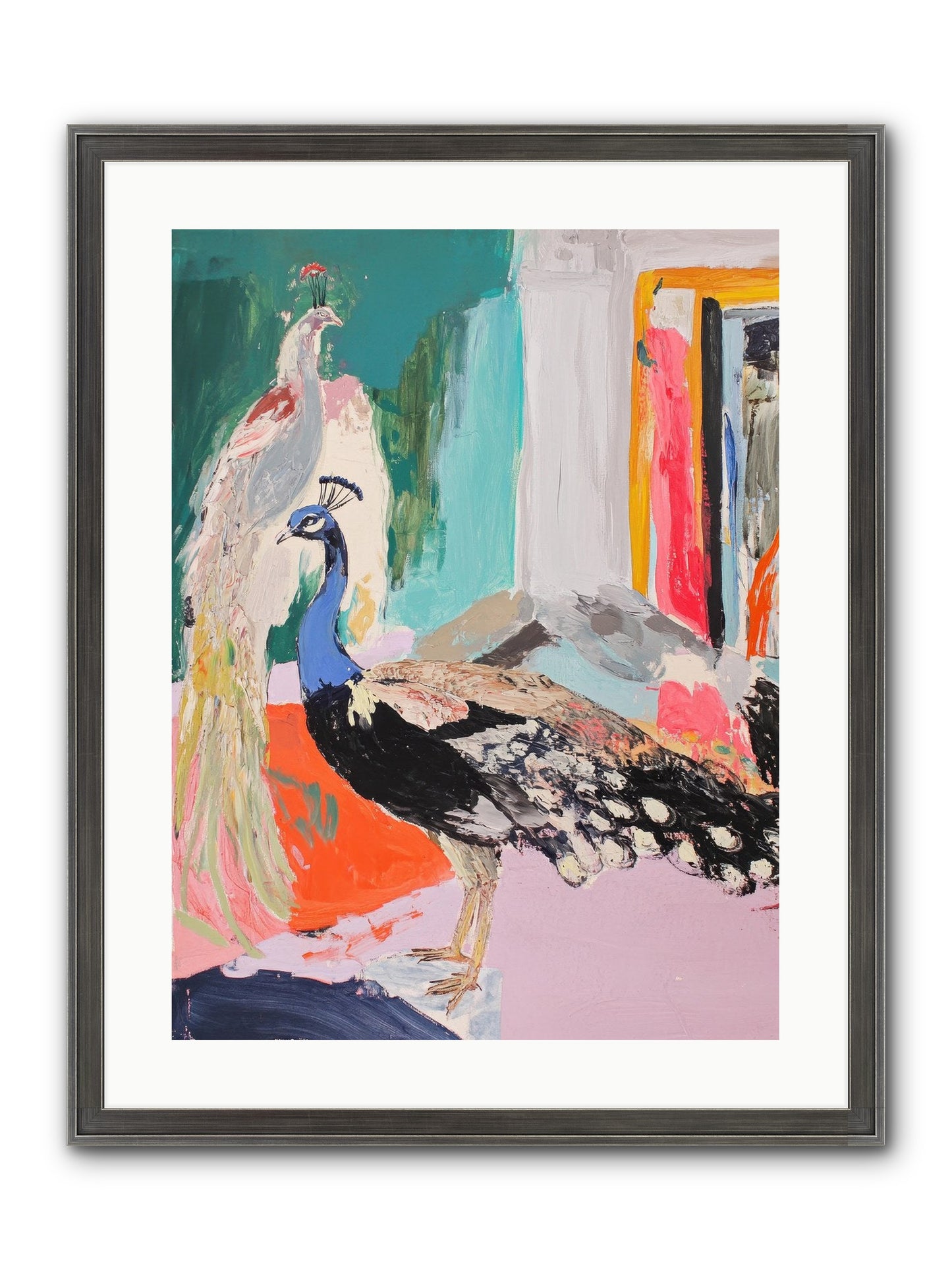 Plumage In The Parlor Framed Print - Slimwoods Black/Silver 18x24