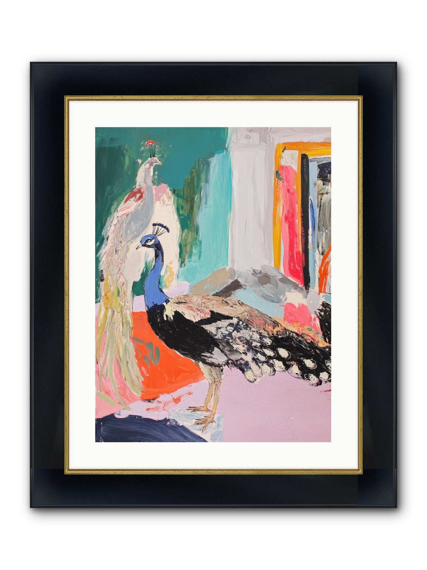Plumage In The Parlor Framed Print - Wide Black w/Gold 18x24