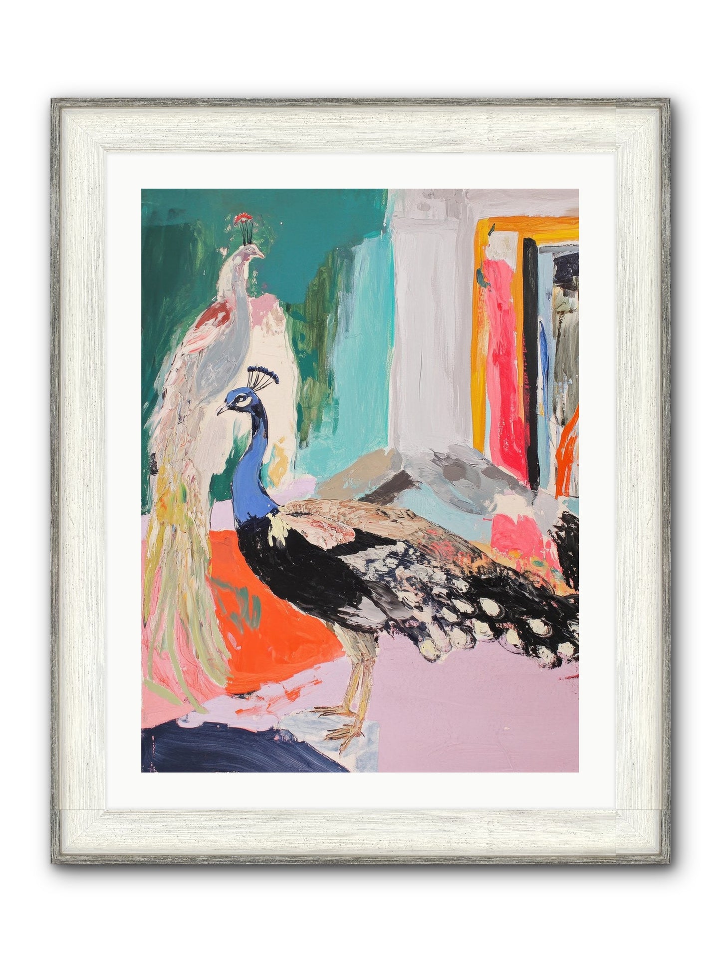 Plumage In The Parlor Framed Print - Driftwood White 24x32