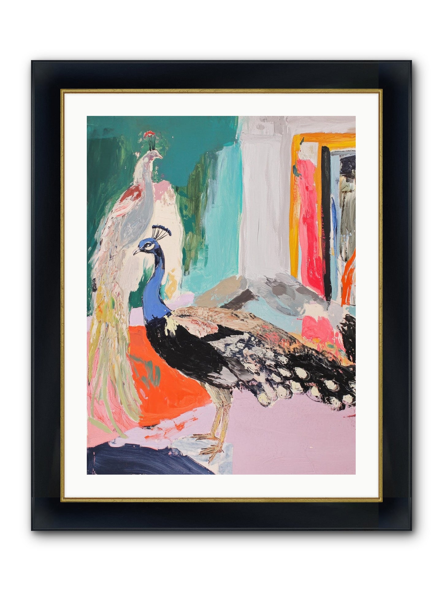 Plumage In The Parlor Framed Print - Wide Black w/Gold 24x32